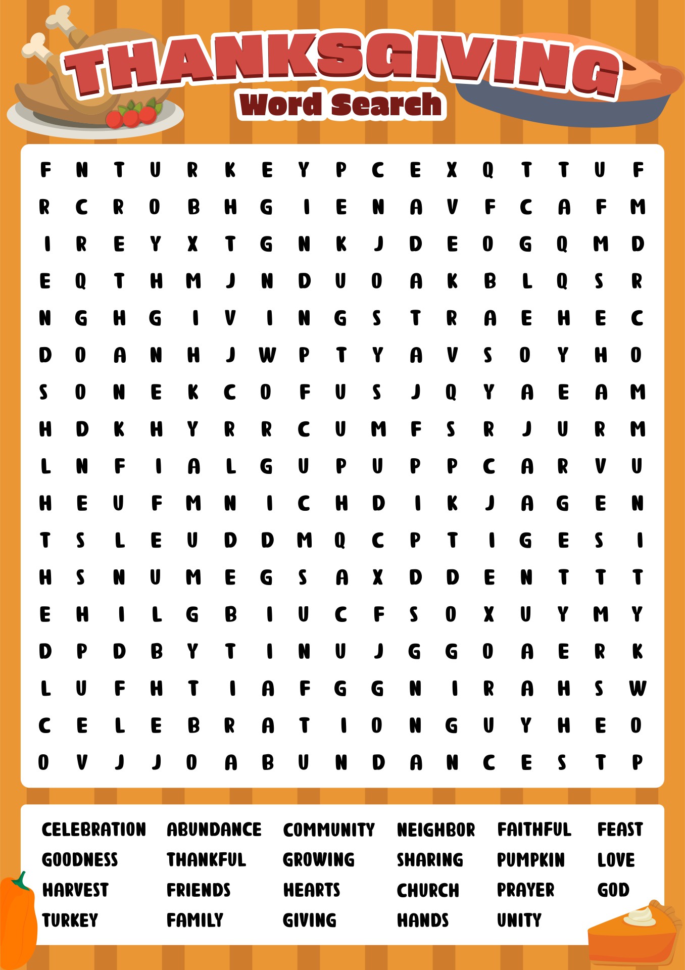 Printable Thanksgiving Word Search