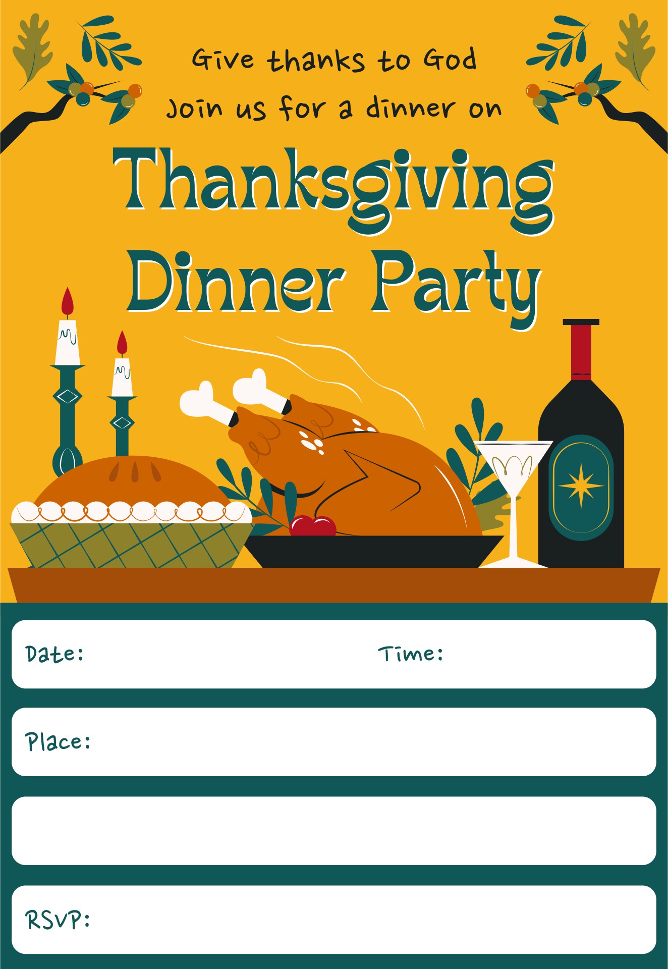 Thanksgiving Potluck Invitation Print-Out