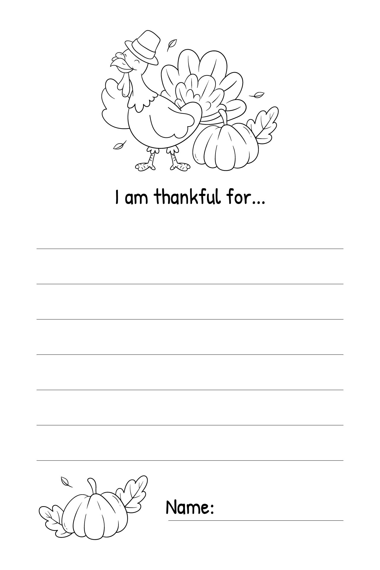 I Am Thankful For Worksheets