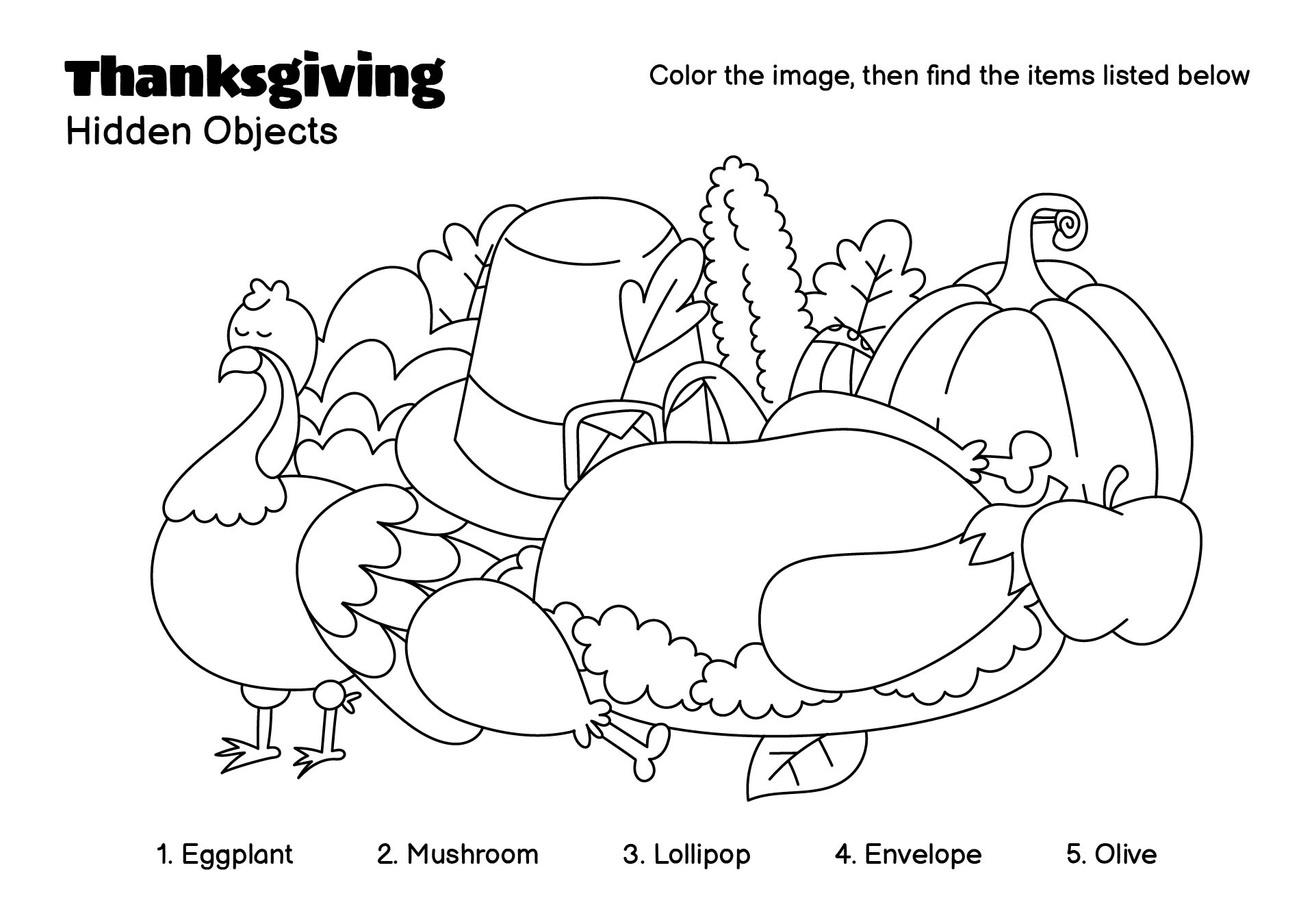 Hidden Object Game Thanksgiving Find And Color