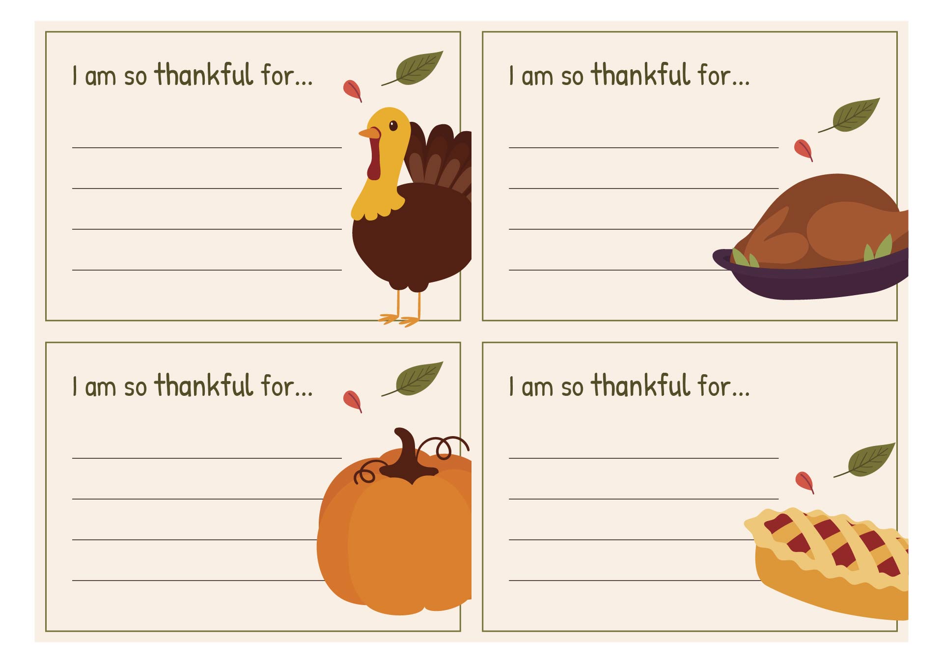 Thankful Notes Thanksgiving Printables