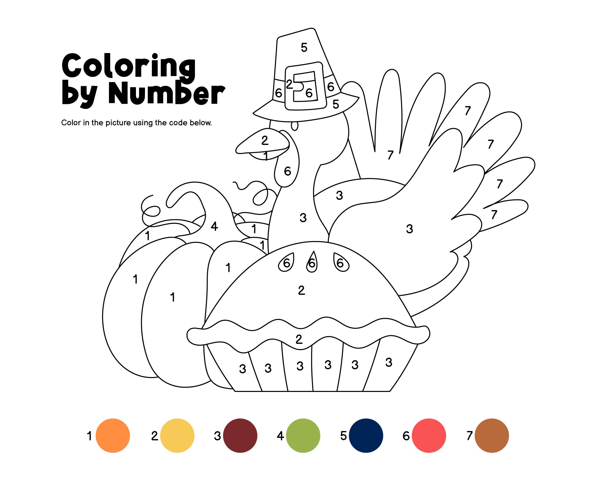 Thanksgiving Activity Sheets Color By Number