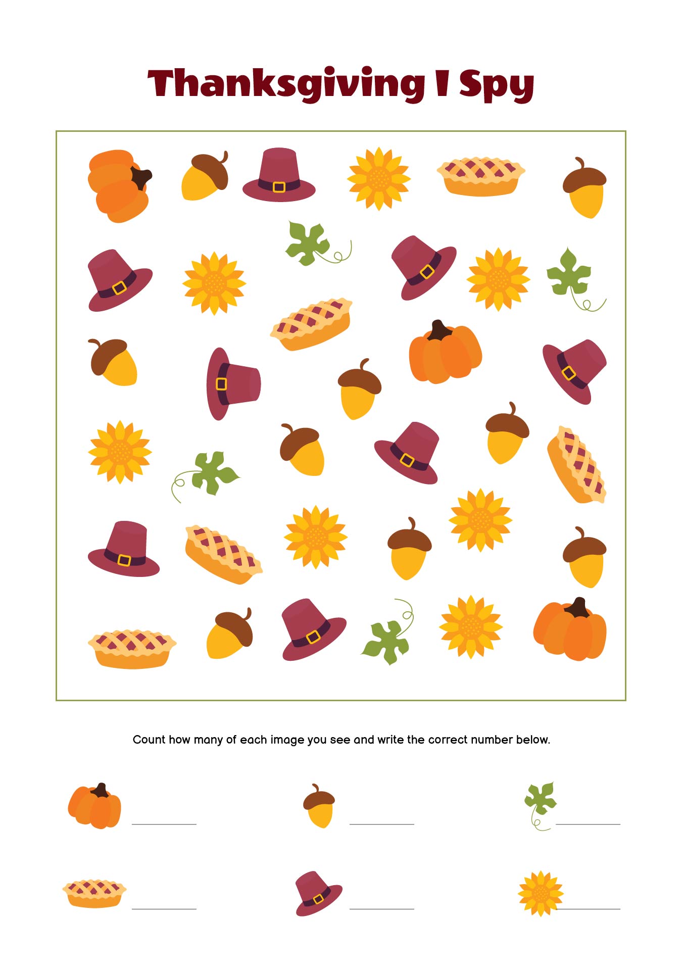 Thanksgiving I Spy Worksheet