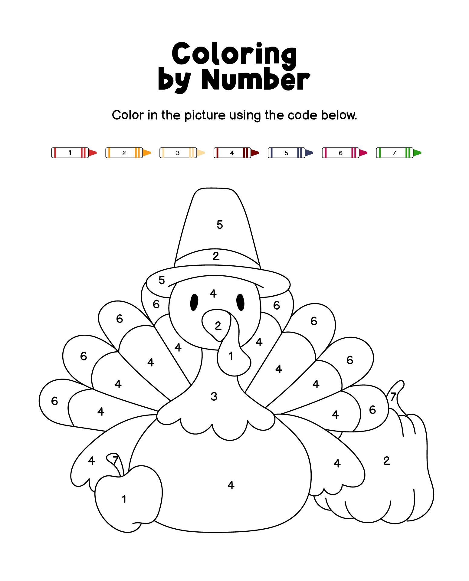 Color By Number Thanksgiving Coloring Page