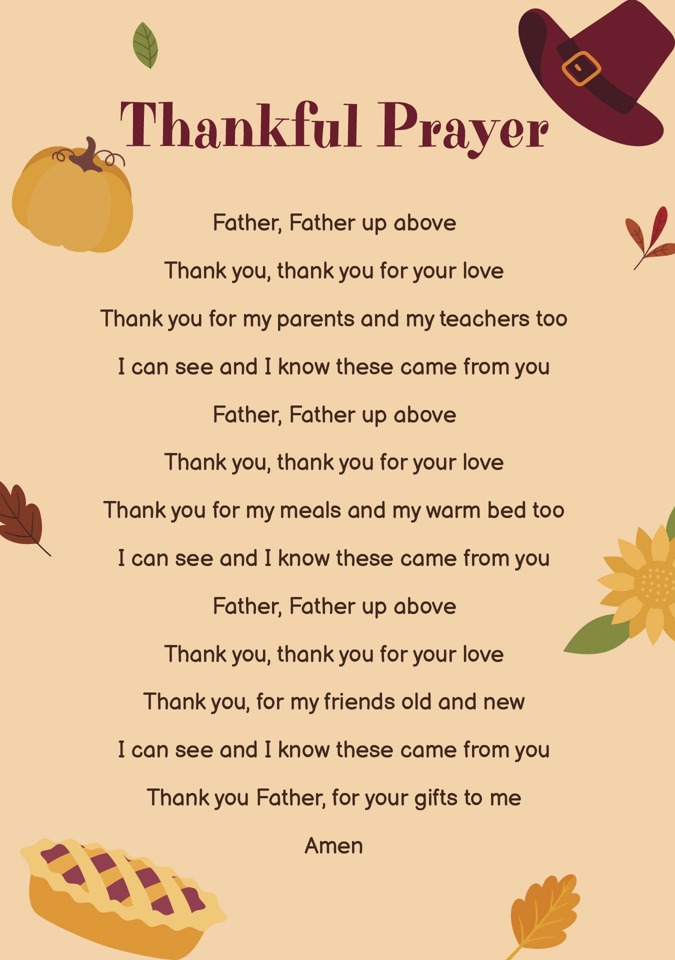 Thanksgiving Prayer For Children