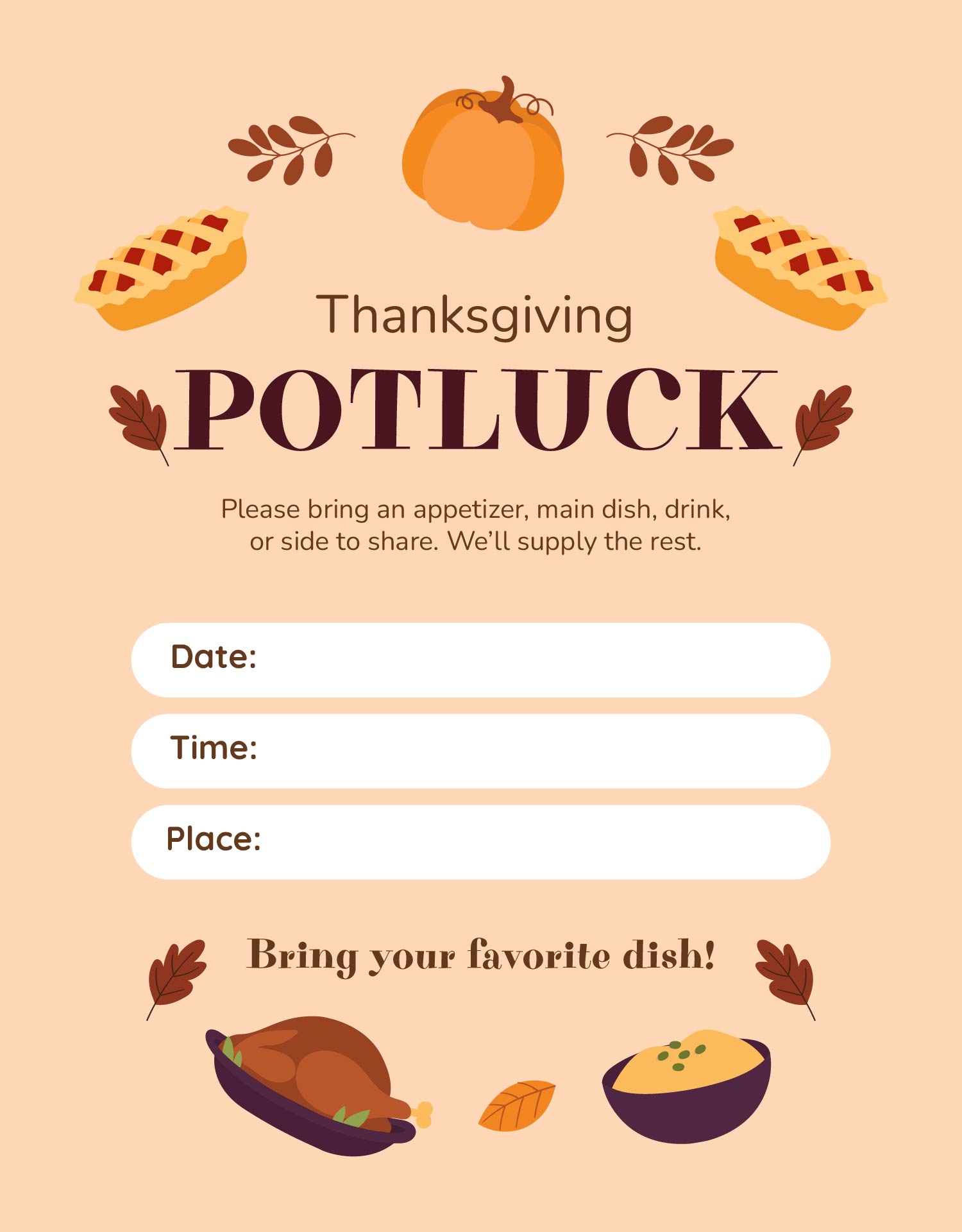 Thanksgiving Potluck Flyer