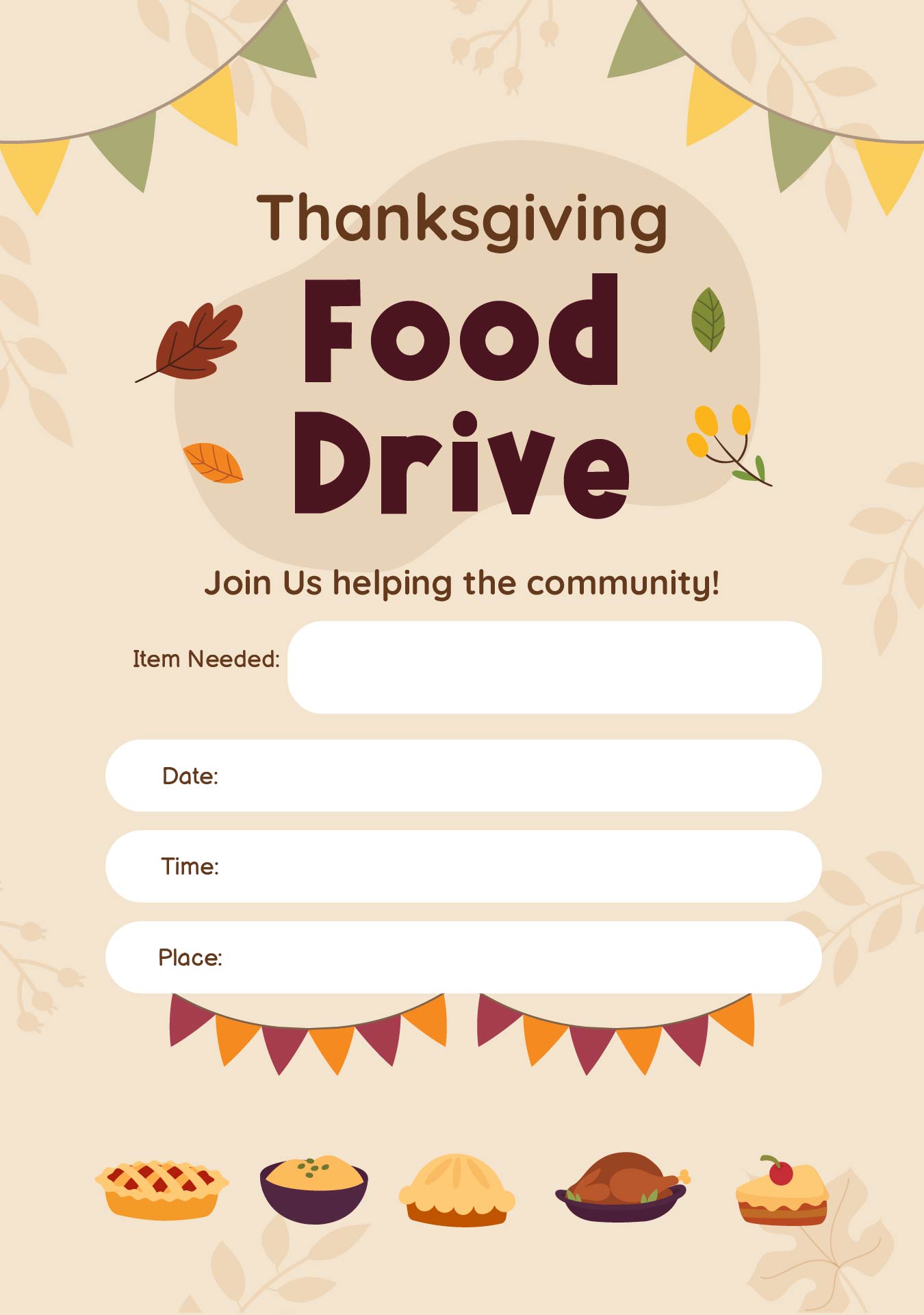 Fall Food Drive Event Flyer Template