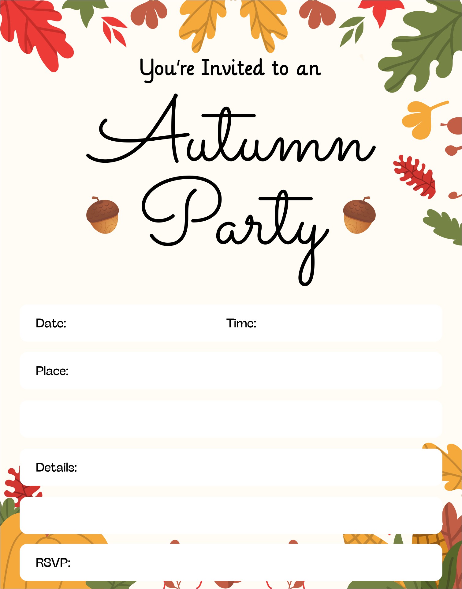 Autumn Feast Printable Invitation