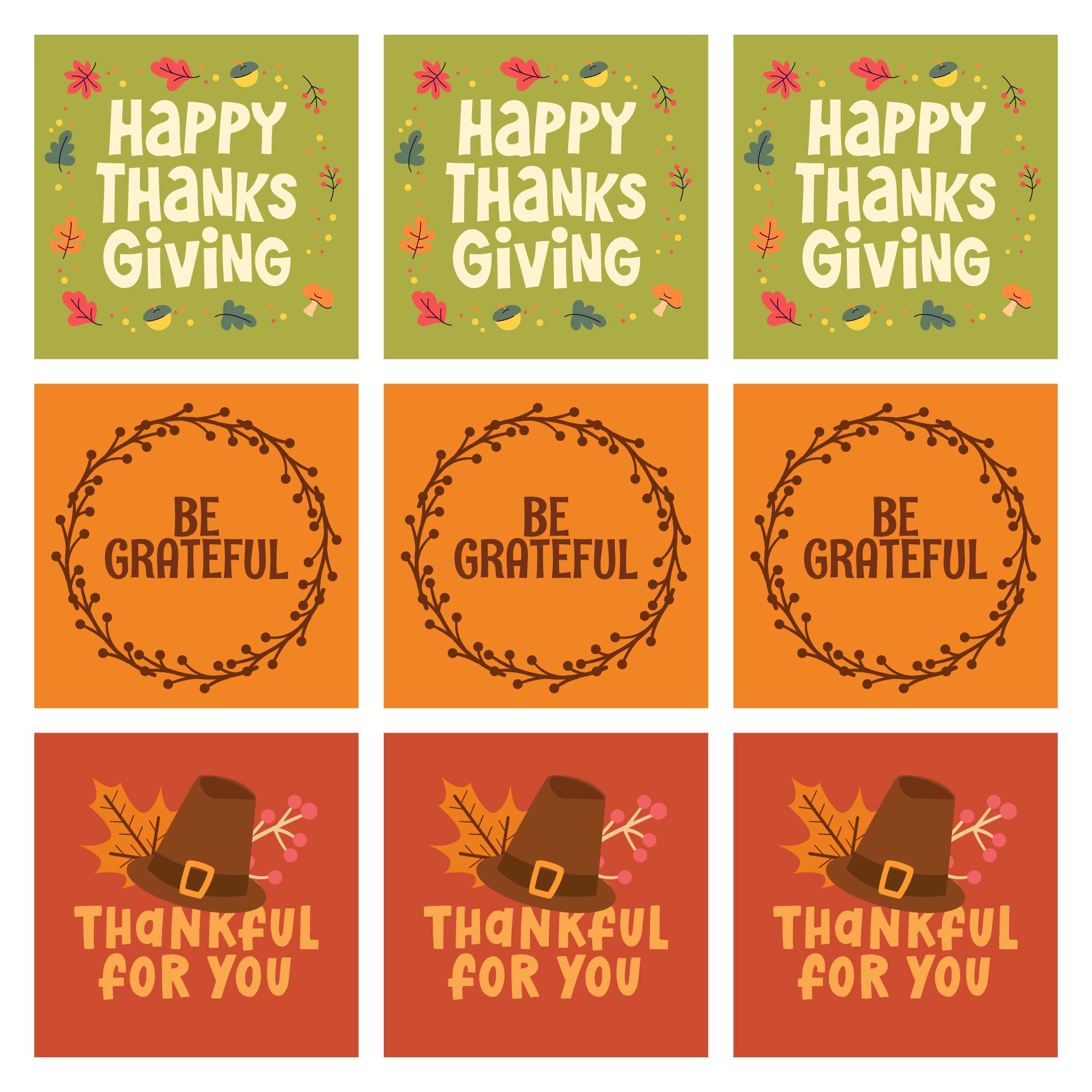 Happy Thanksgiving Gift Tags Printable