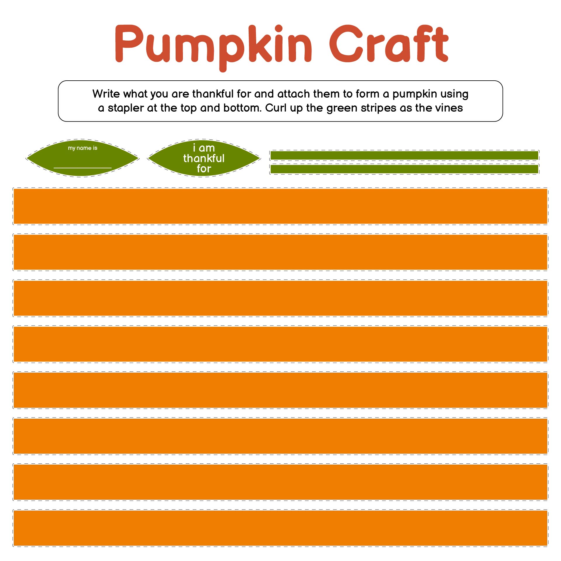 I Am Thankful For Pumpkin Craft Activity