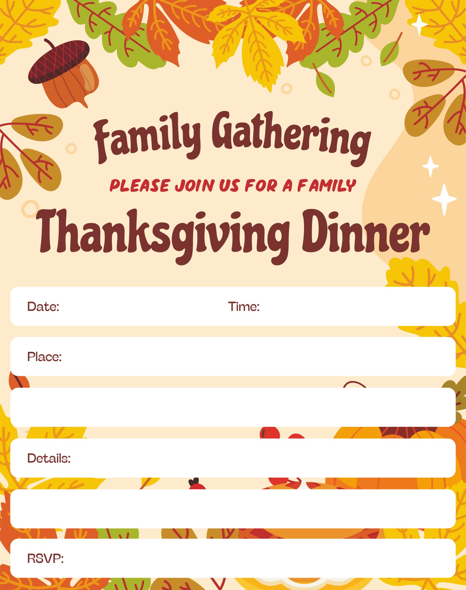 Thanksgiving Family Reunion Invitation Printable