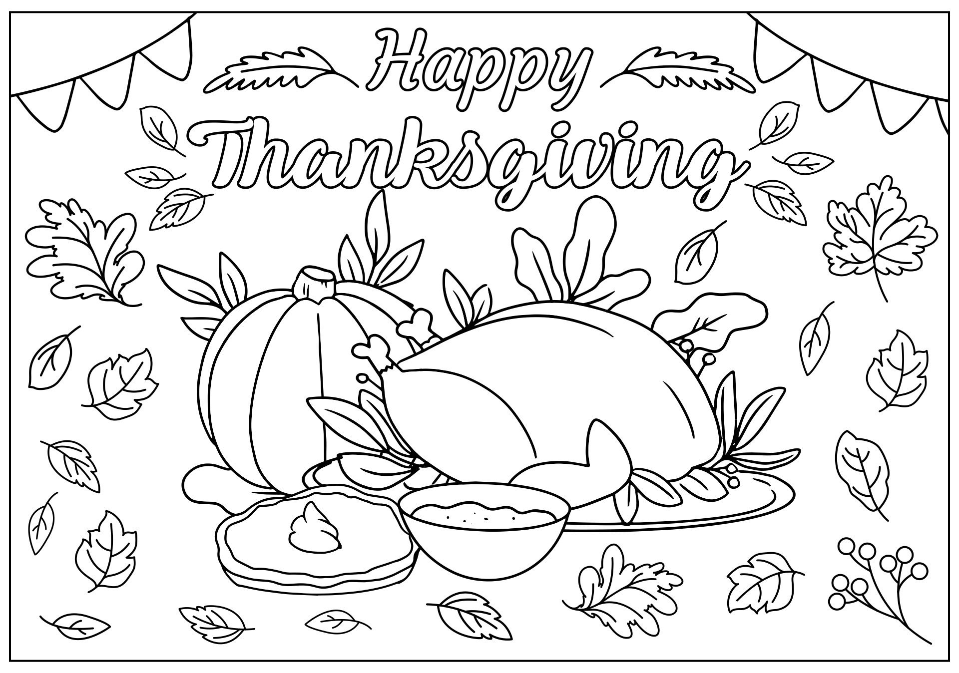 Thanksgiving Placemat Coloring Pagefor Preschool