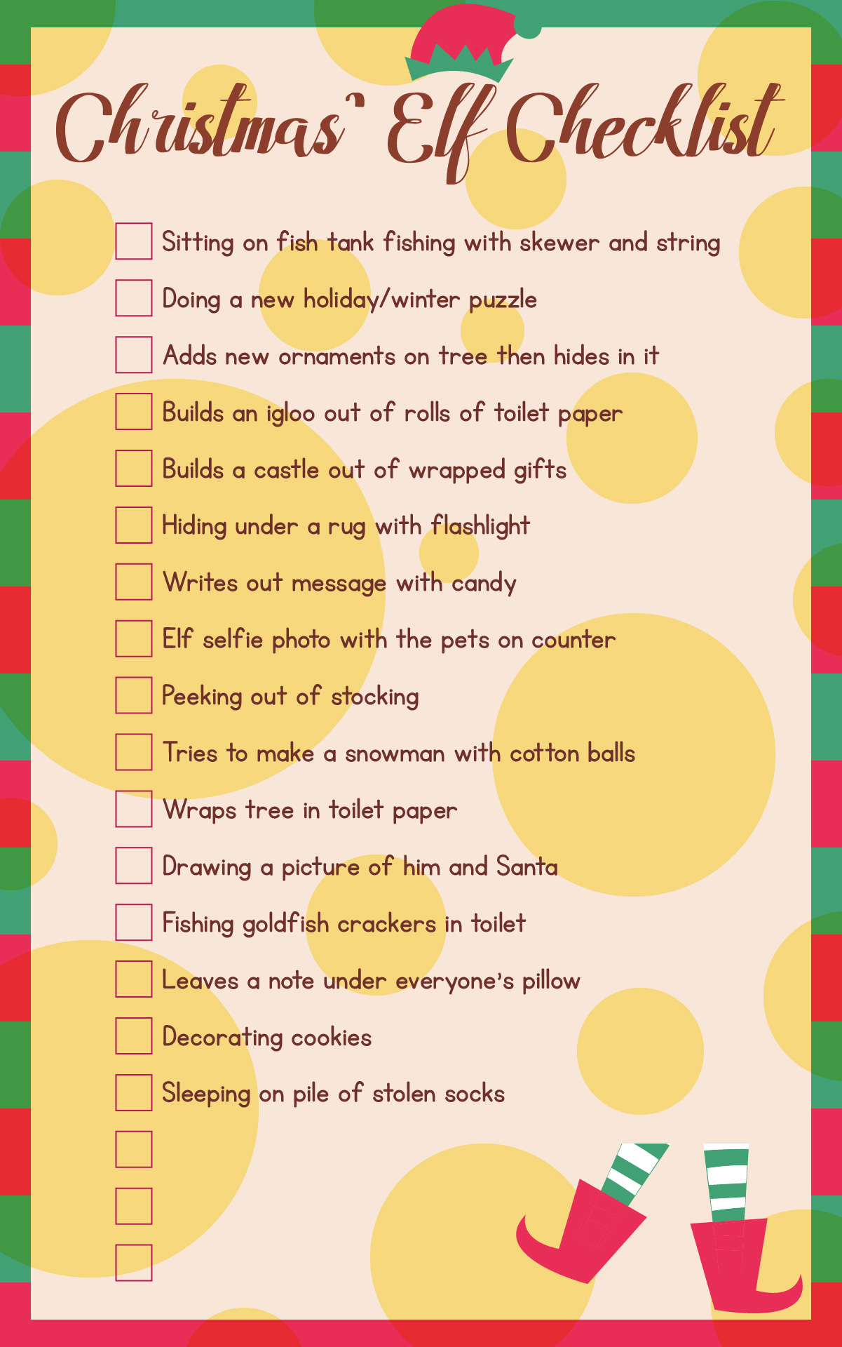 Christmas Elf Task Checklist