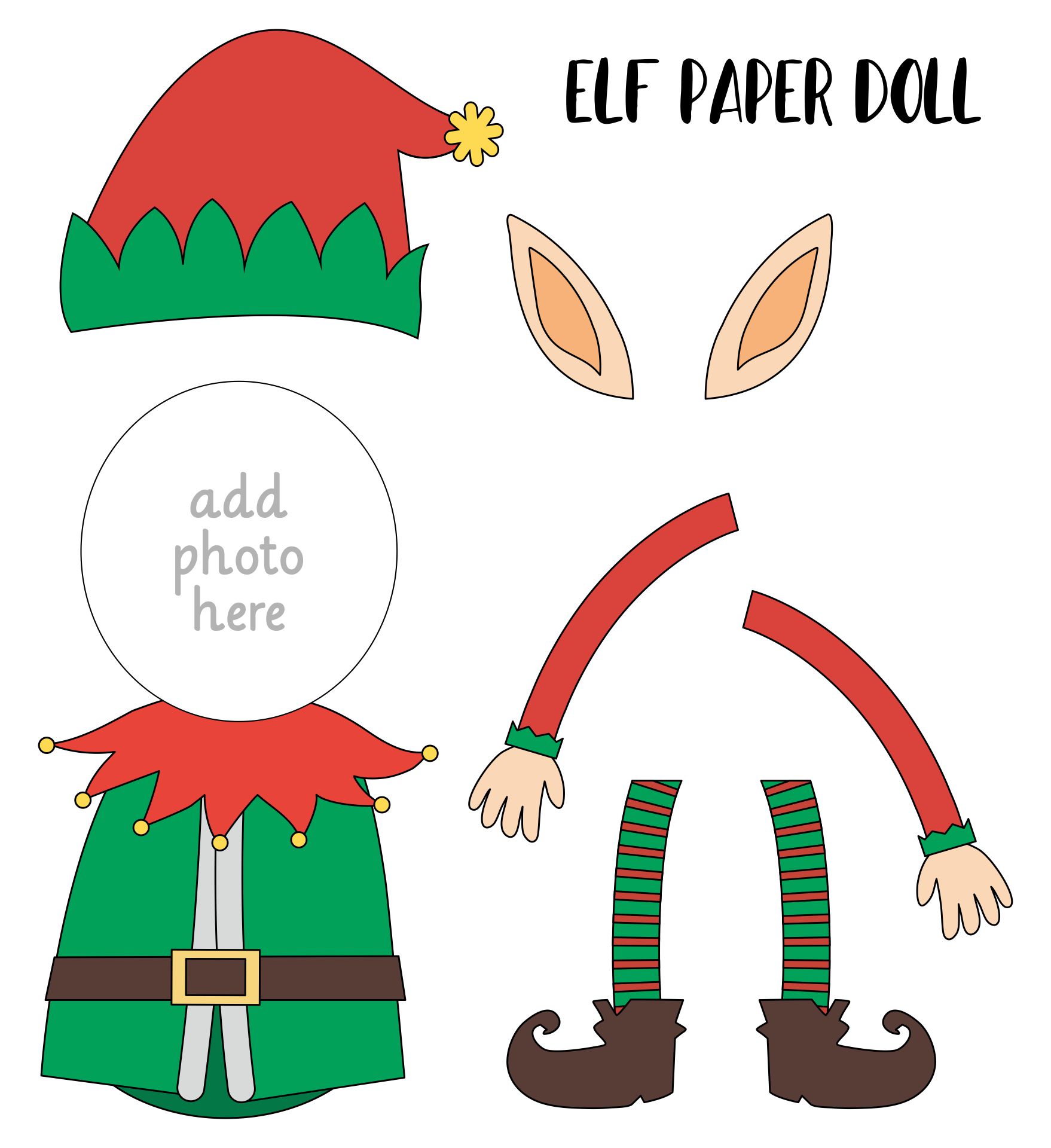 Christmas Elf Paper Doll Printable