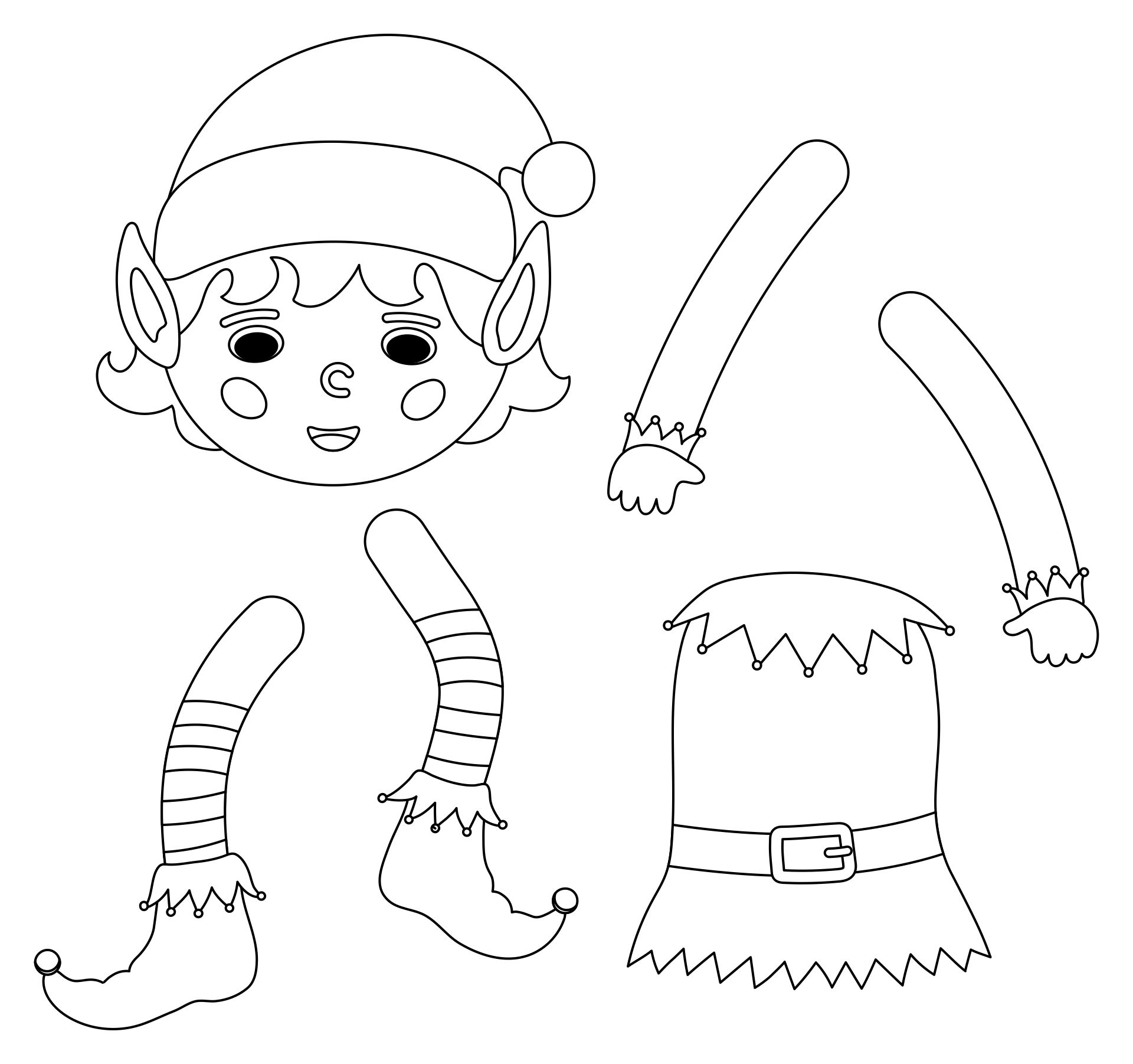 Christmas Holiday Elf Paper Doll Activity