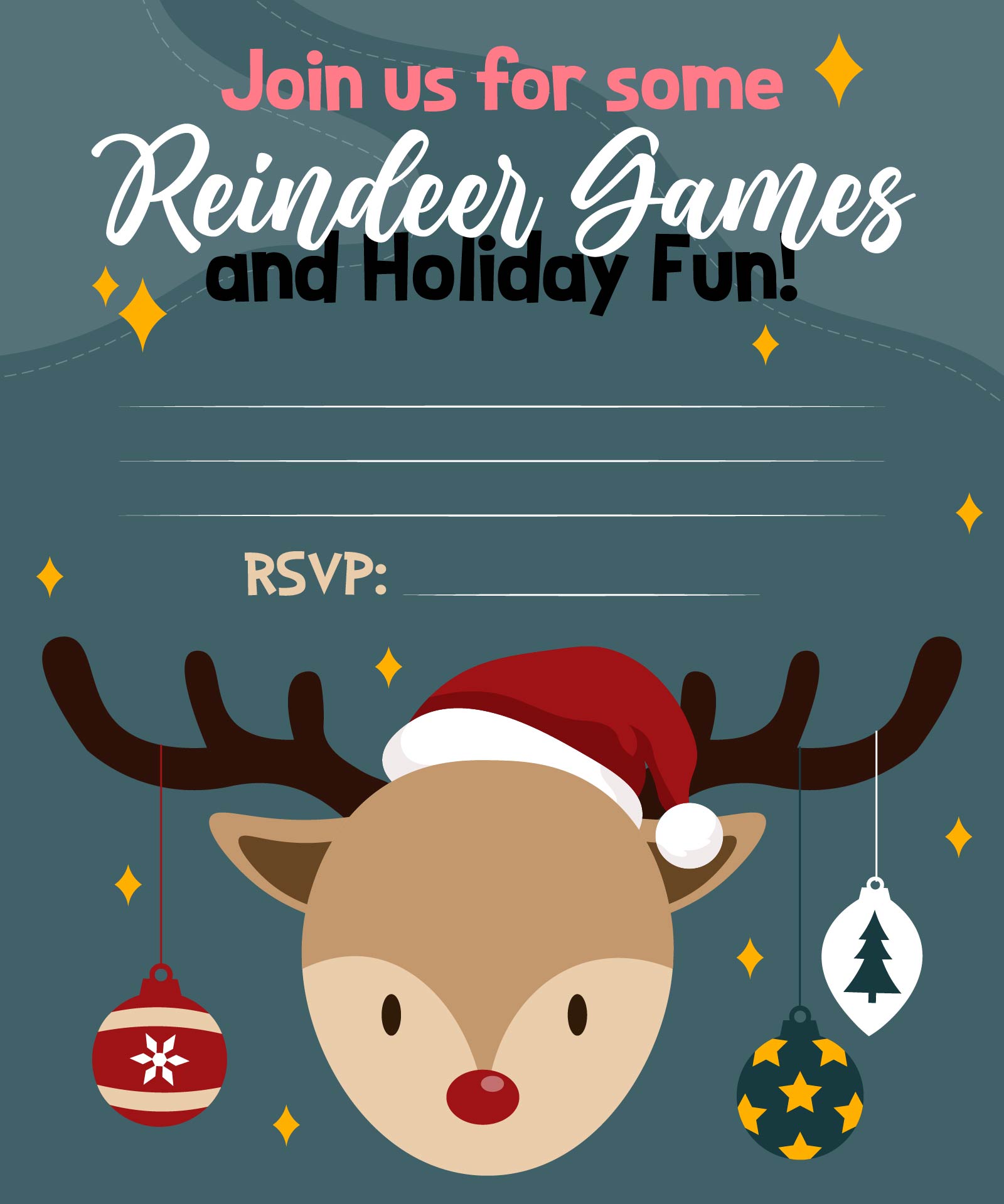 Christmas Reindeer Party Invitations