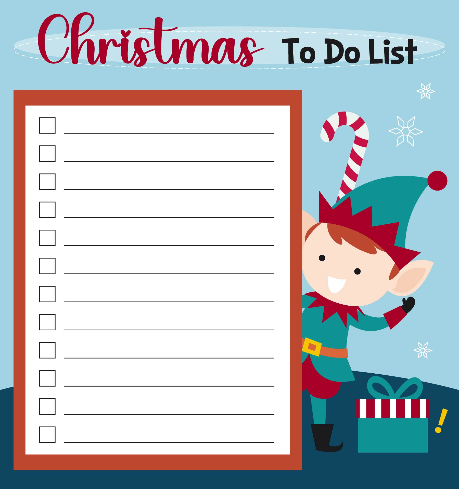 Elf Holiday To-Do List Template