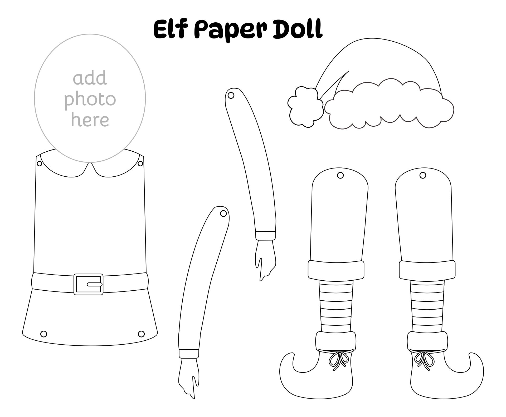 Elf Paper Doll Template For Children