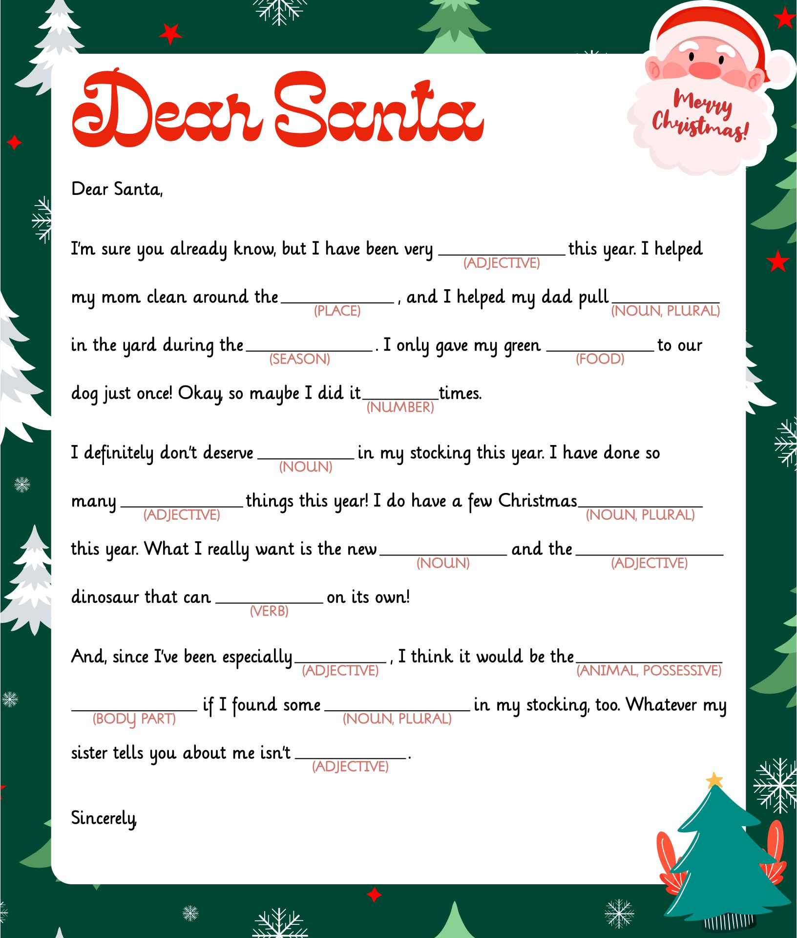 Printable Christmas Mad Libs For Kids