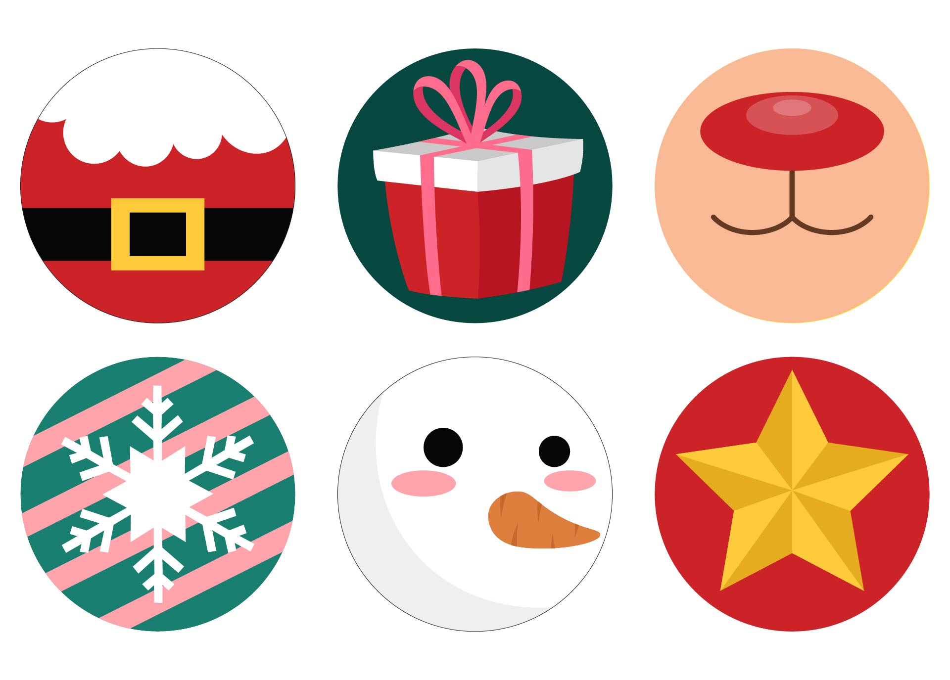 Printable Christmas Round Stickers Labels