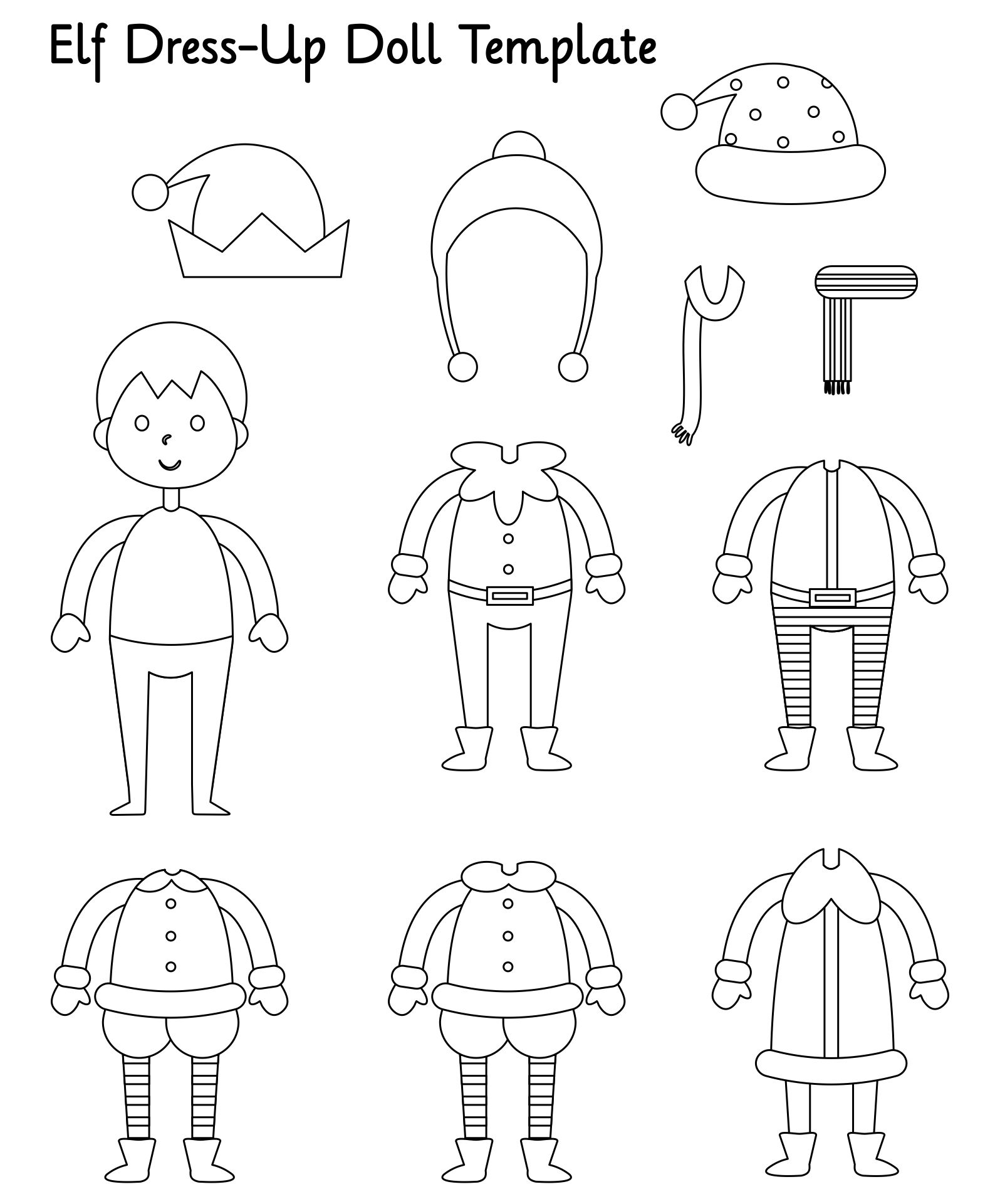 Printable Elf Dress-Up Doll Template