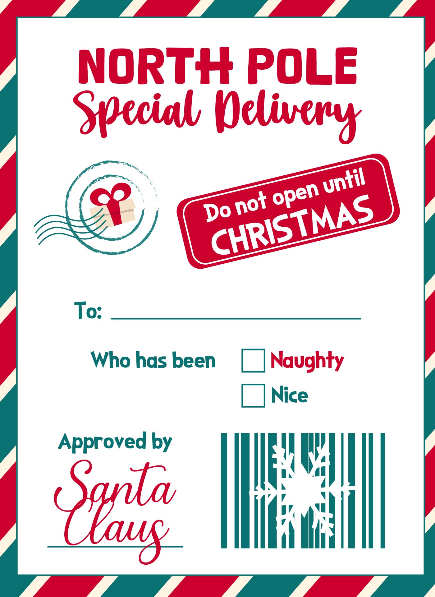 Santa Themed Shipping Printable Labels