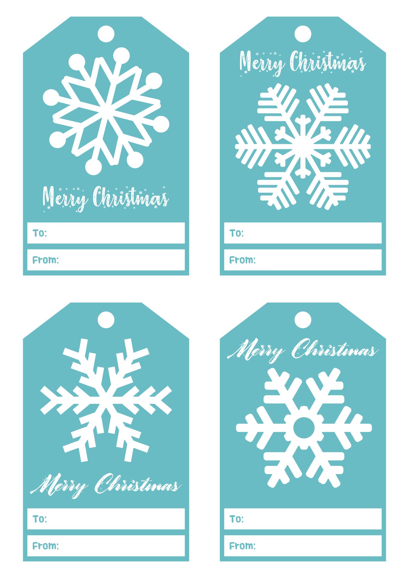 Snowflake Design Printable Merry Christmas Gift Tags