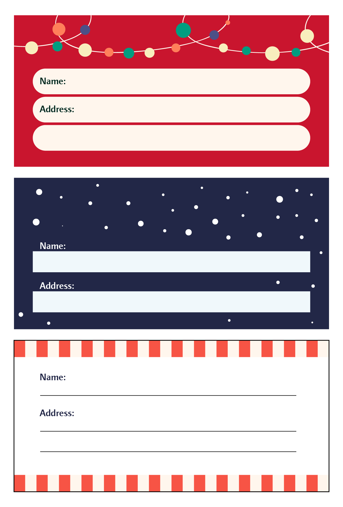 Holiday Address Printable Labels