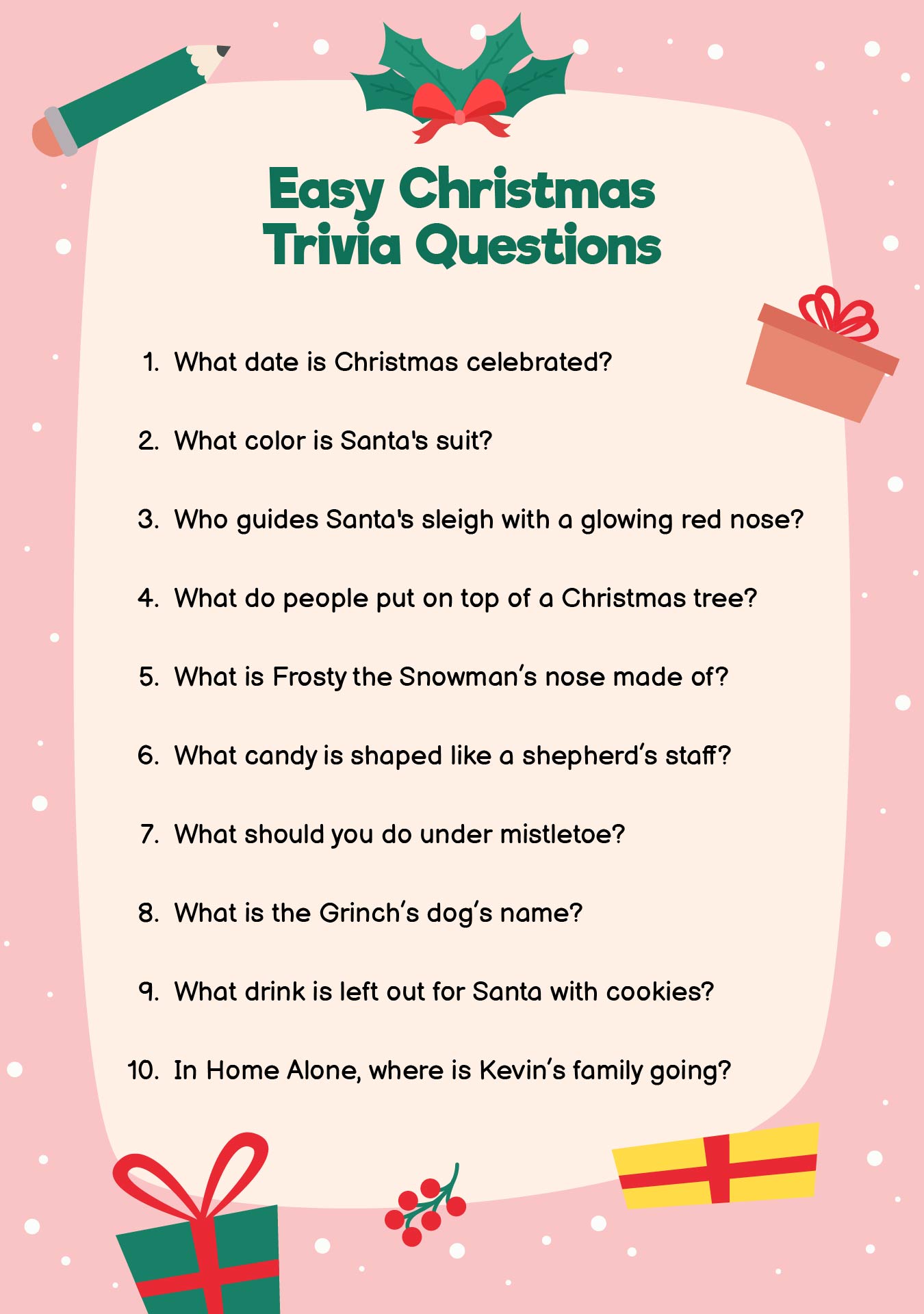 Easy Christmas Trivia Questions For Families