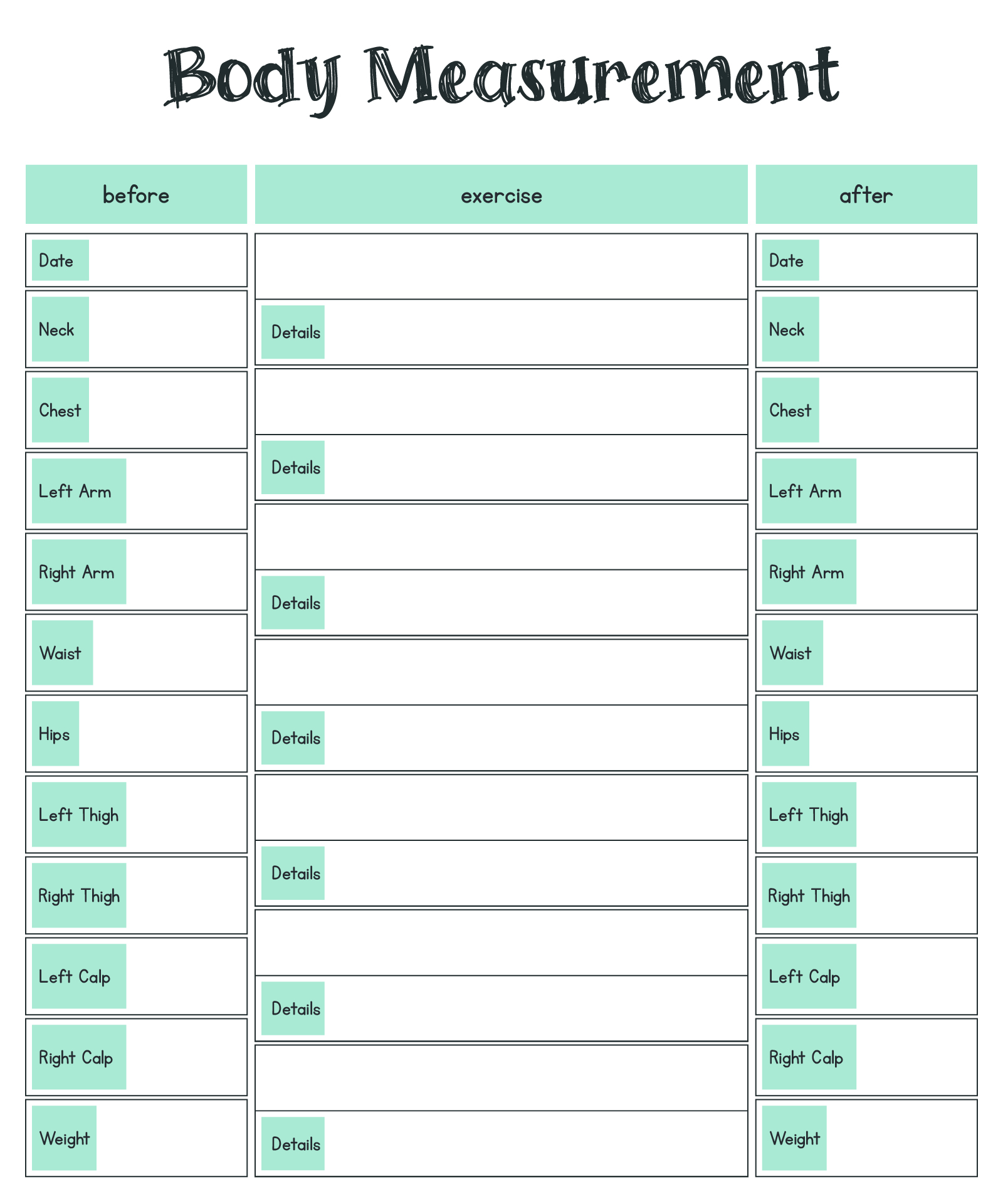 Body Progress And Diet Tracker Printable