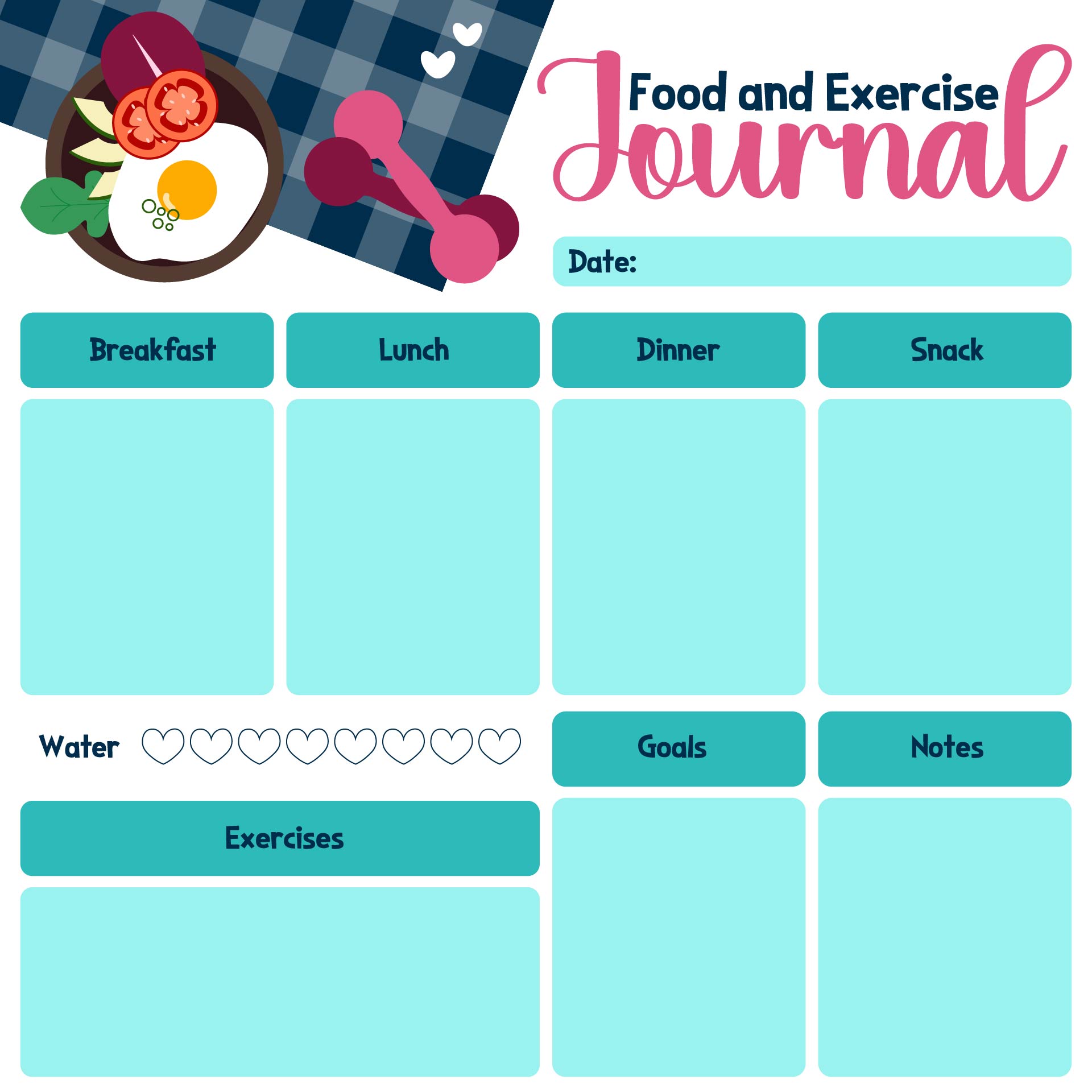 Cute Printable Food Diary Templates