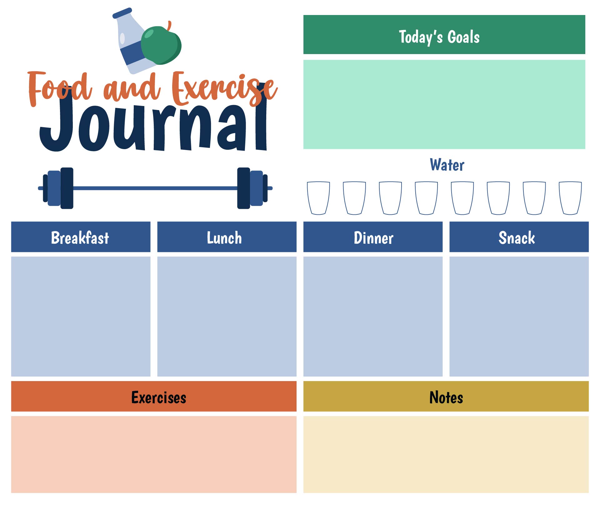 Food Journal Printable Landscape