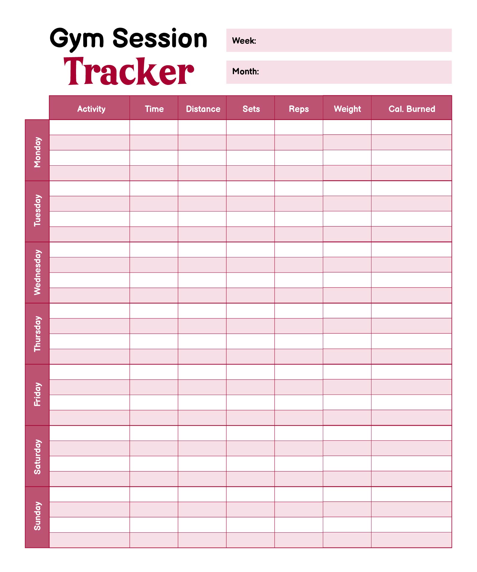 Home Gym Session Tracker