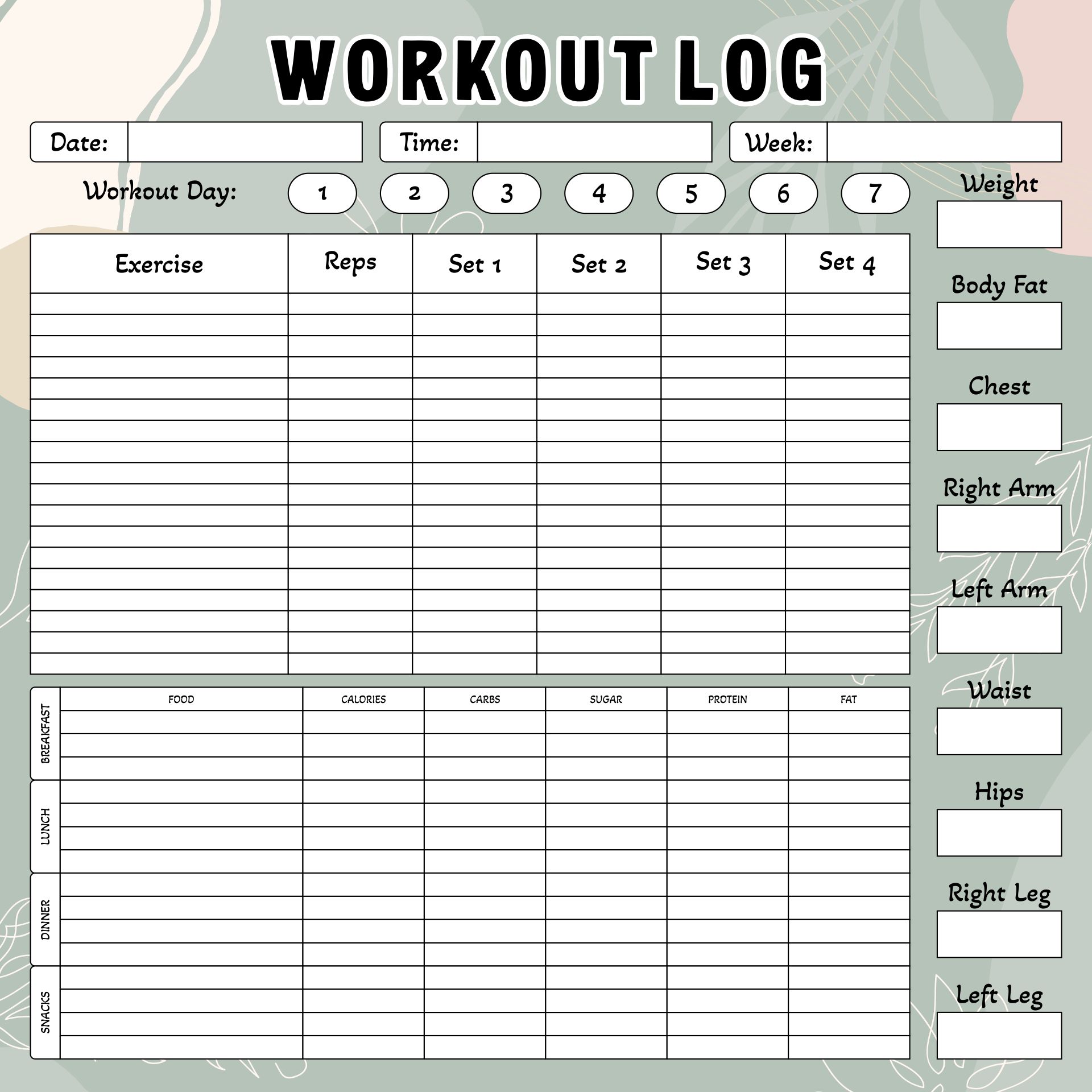 Keto Diet And Exercise Log Book Printable