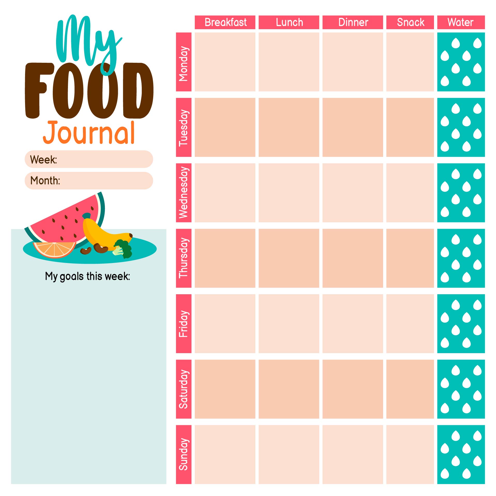 Kids Daily Food Journal