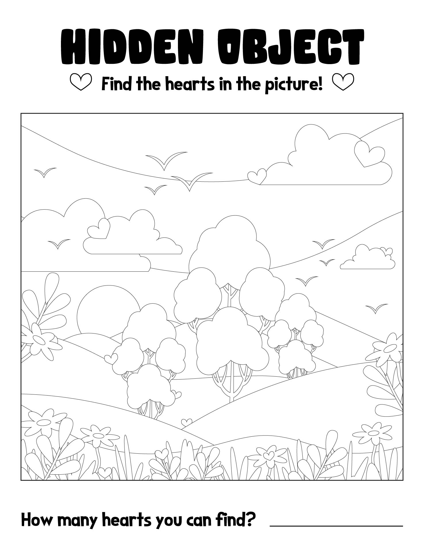 Nature Scene Hidden Object Worksheets