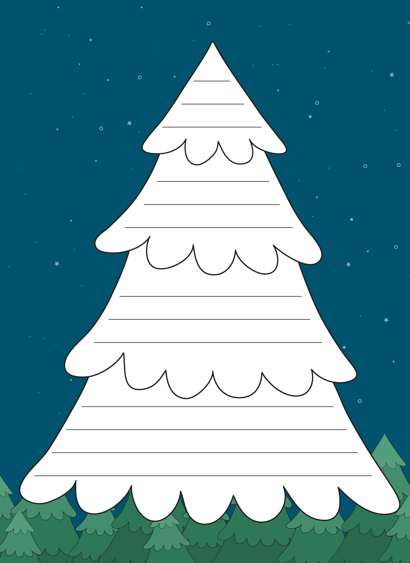 Festive Christmas Tree Writing Pages