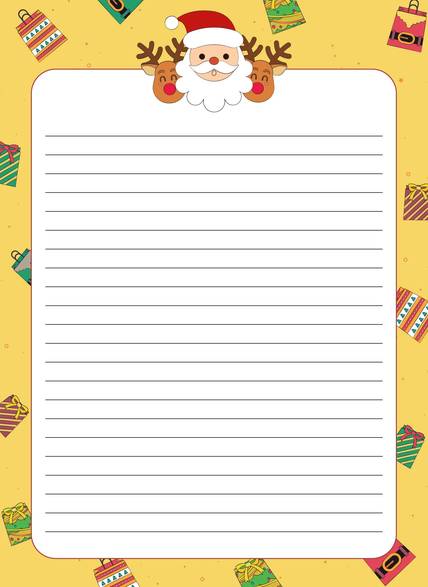 Santa Claus Border Lined Writing Paper