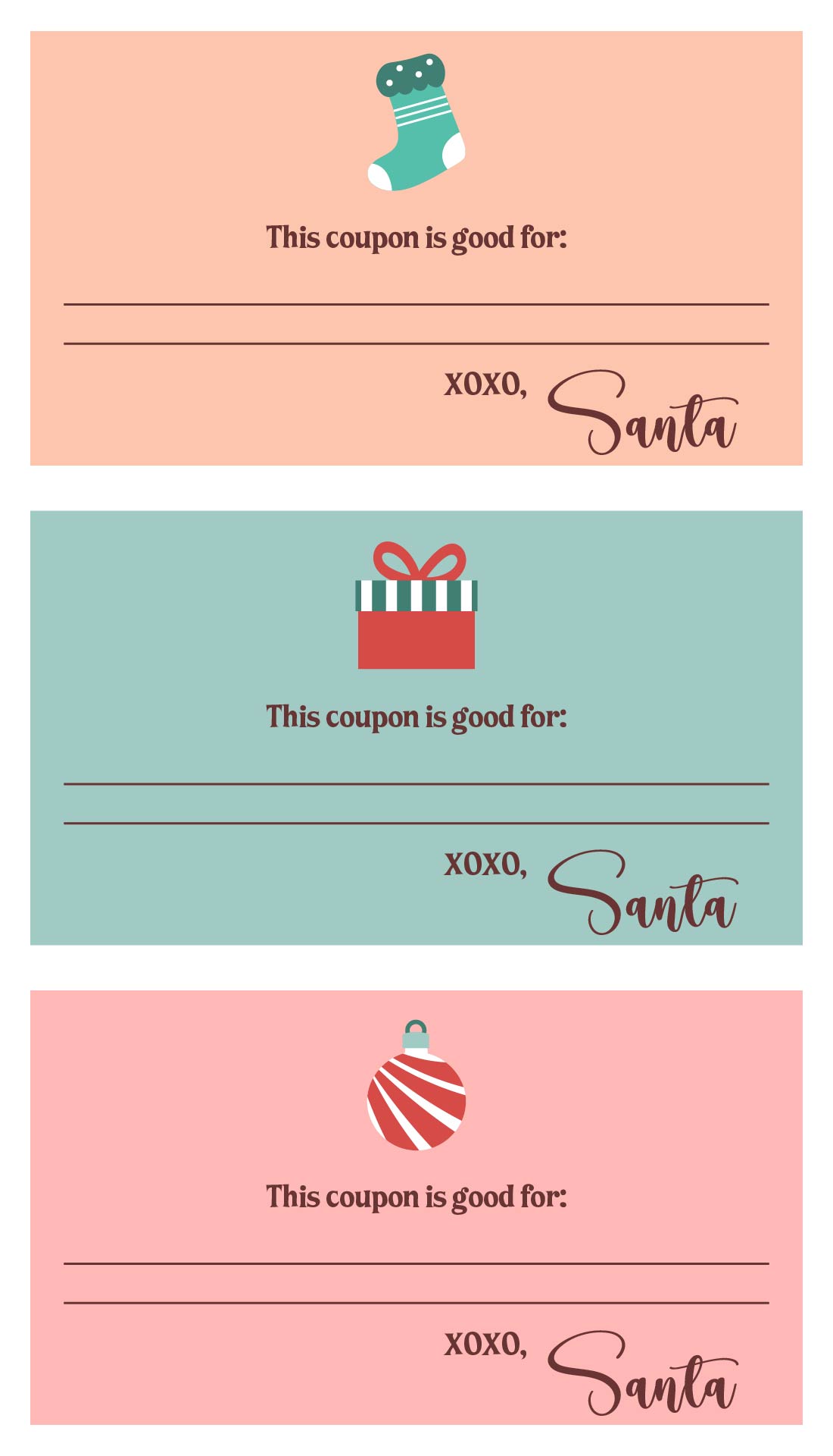 Printable Santa Gift Coupons For Kids