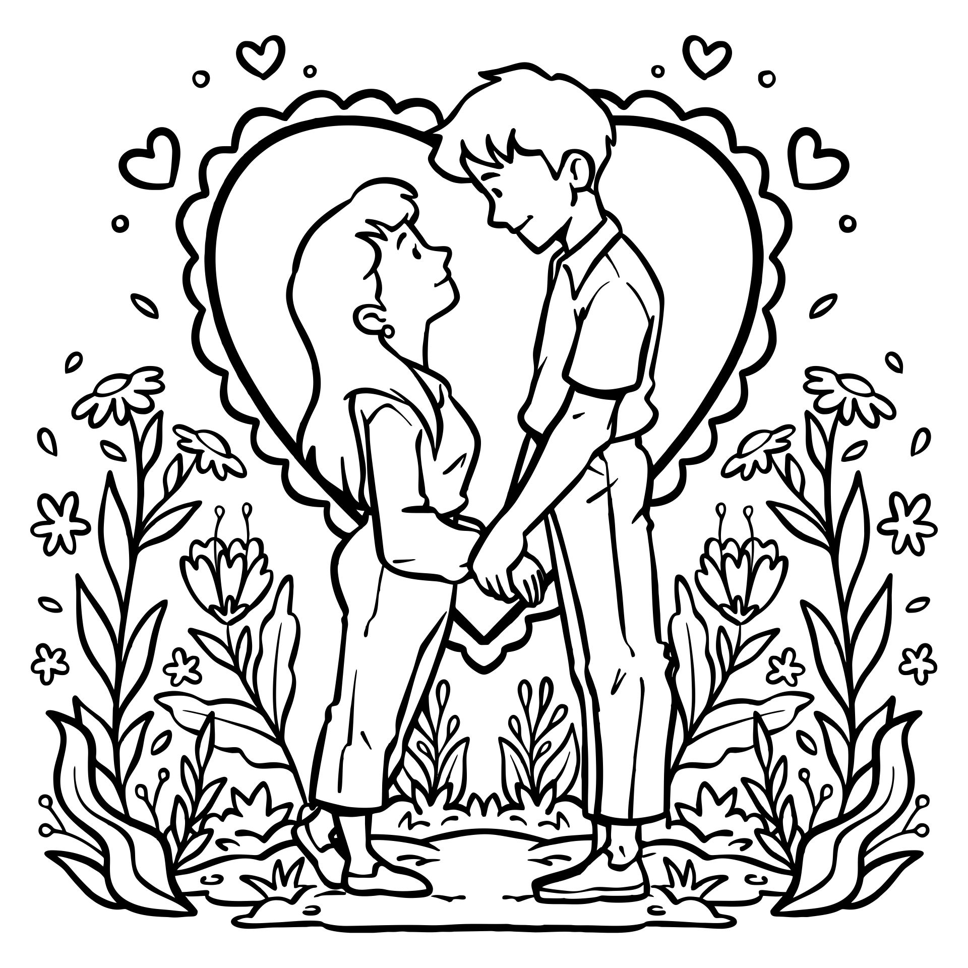 Romantic Scenes Adult Coloring Pages Printable