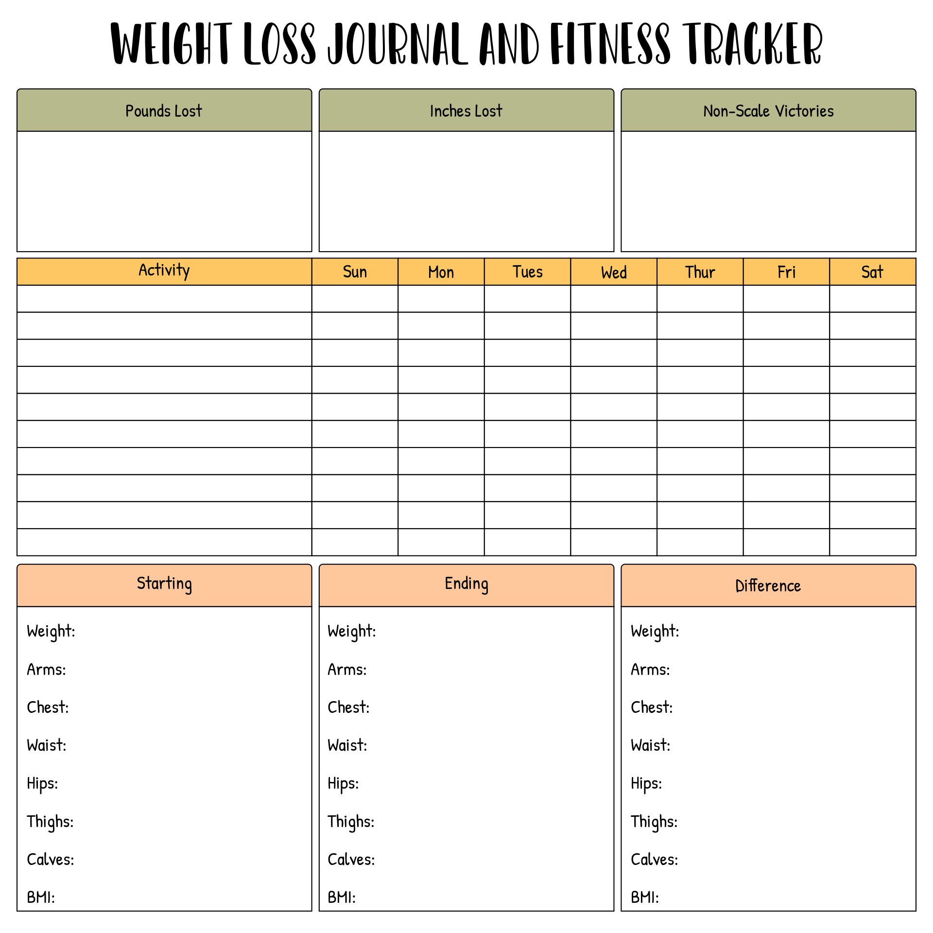 Weight Loss Journal And Fitness Tracker Printable