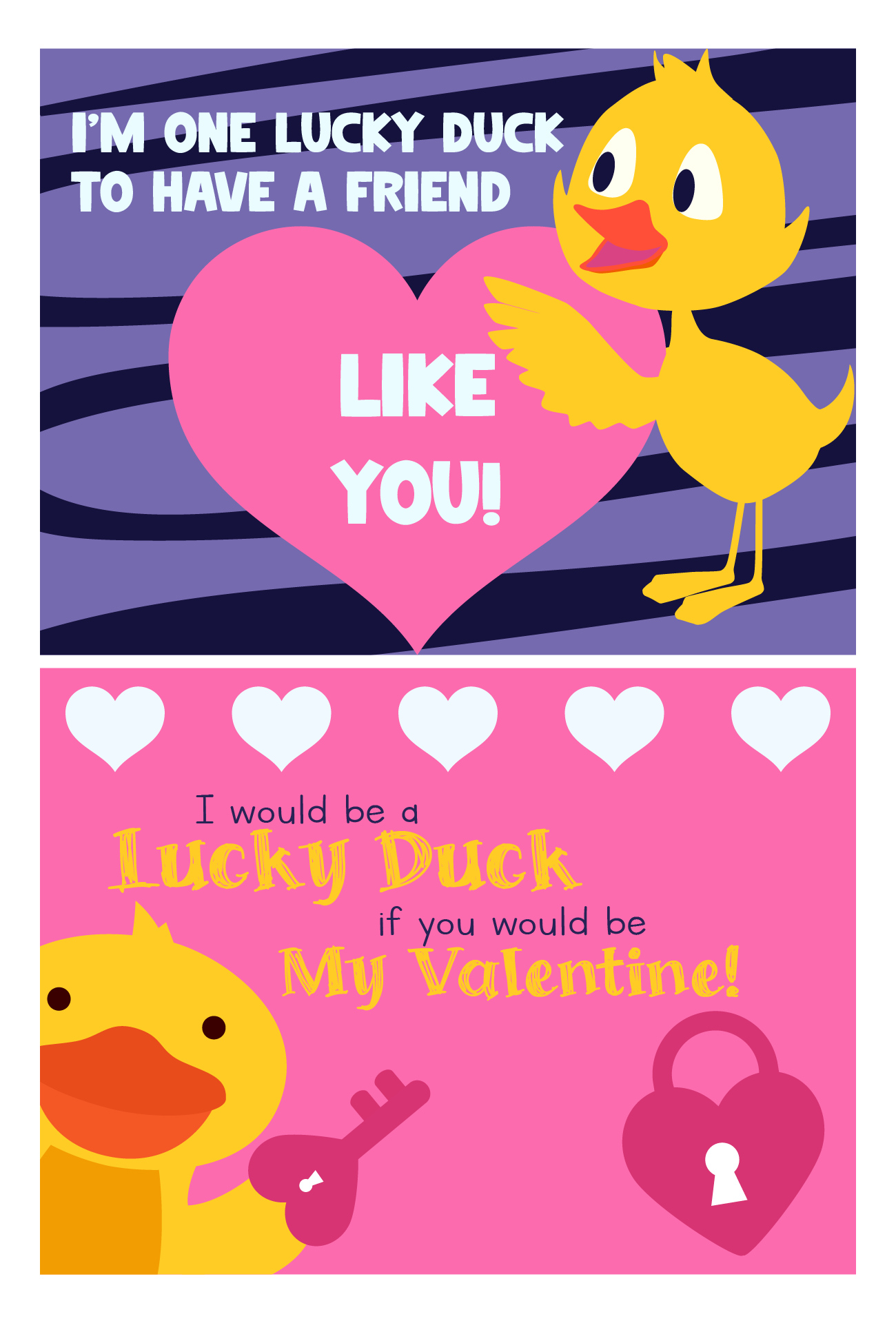 Printable Duck Valentine Cards