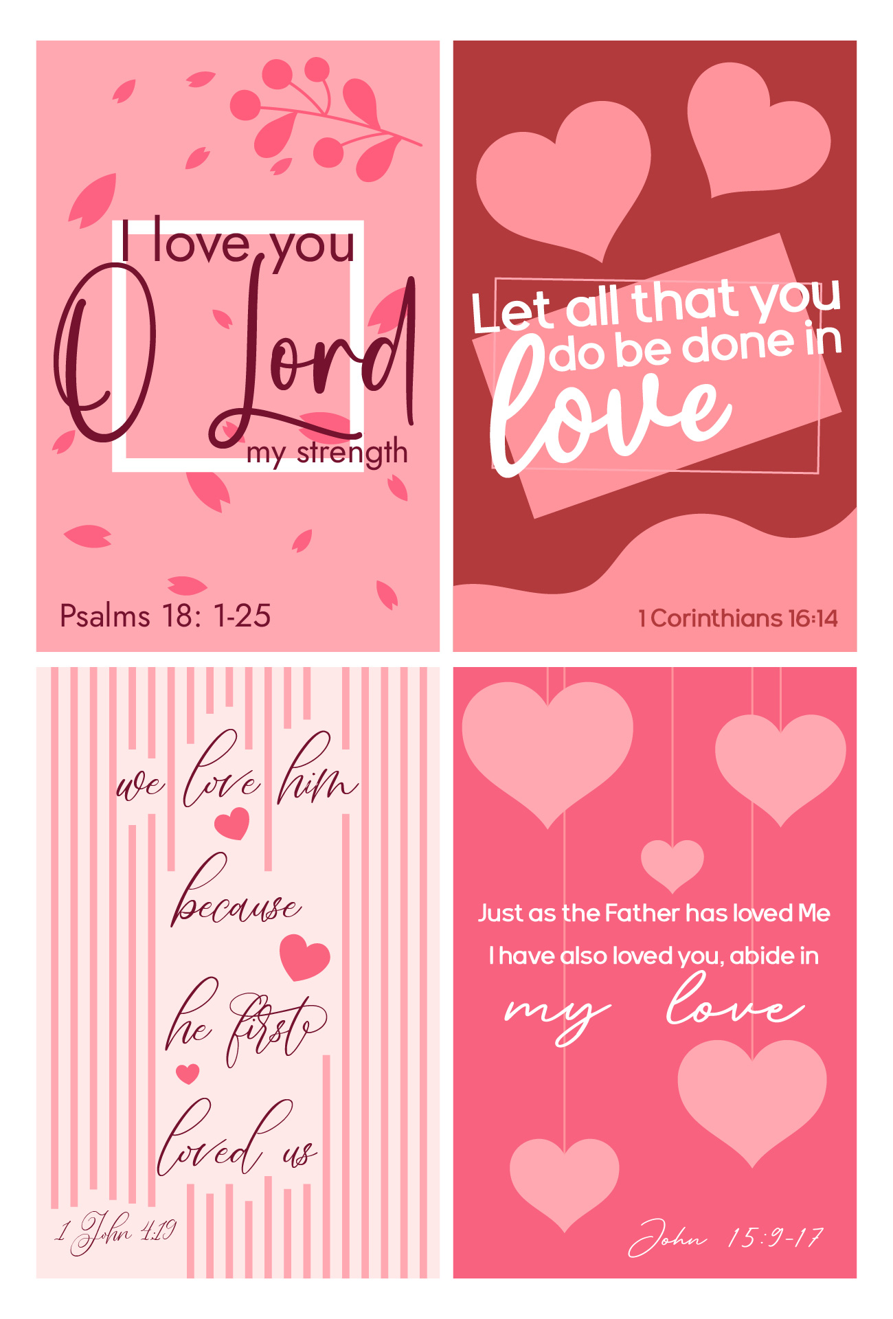 God’s Love Bible Verse Cards For Valentine’s Day Printable