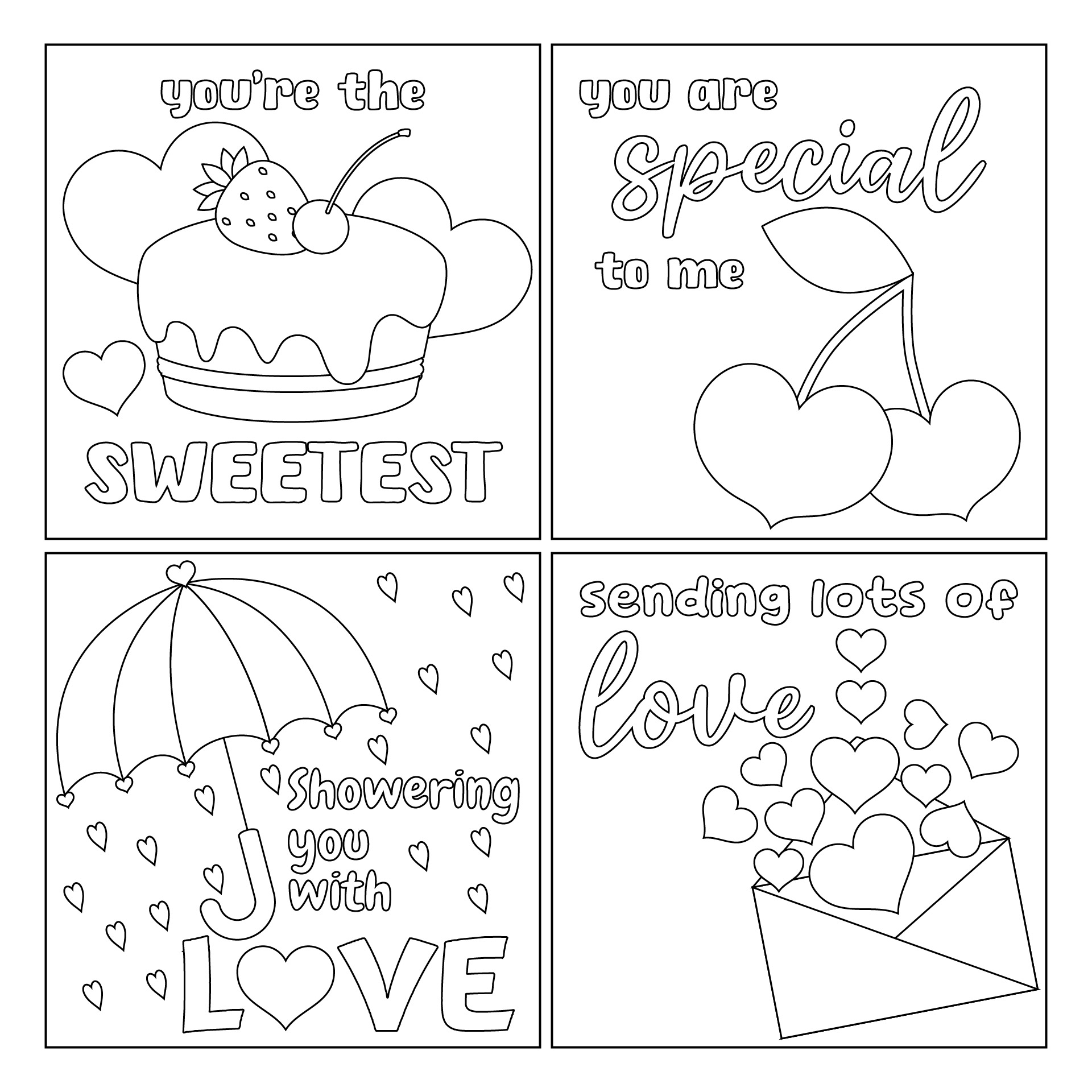 Valentines Day Mini Cards Coloring