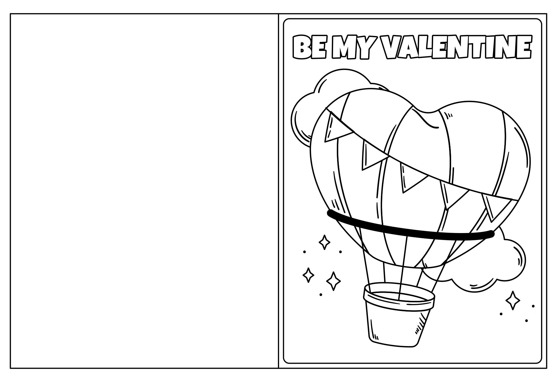 Cute Coloring Valentine Foldable Cards Printable