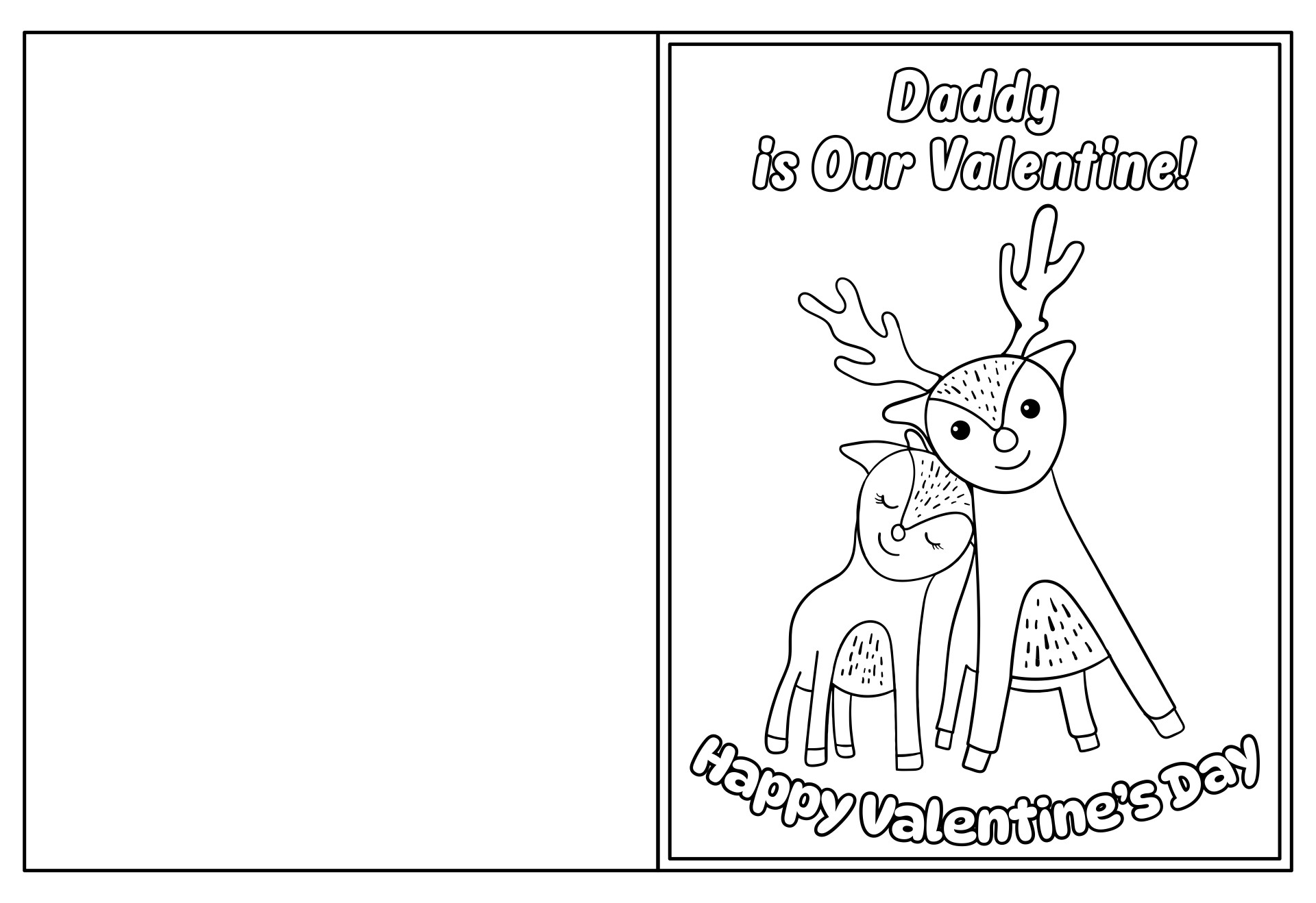 Daddy Is Our Valentine Foldable Kids Card To Color