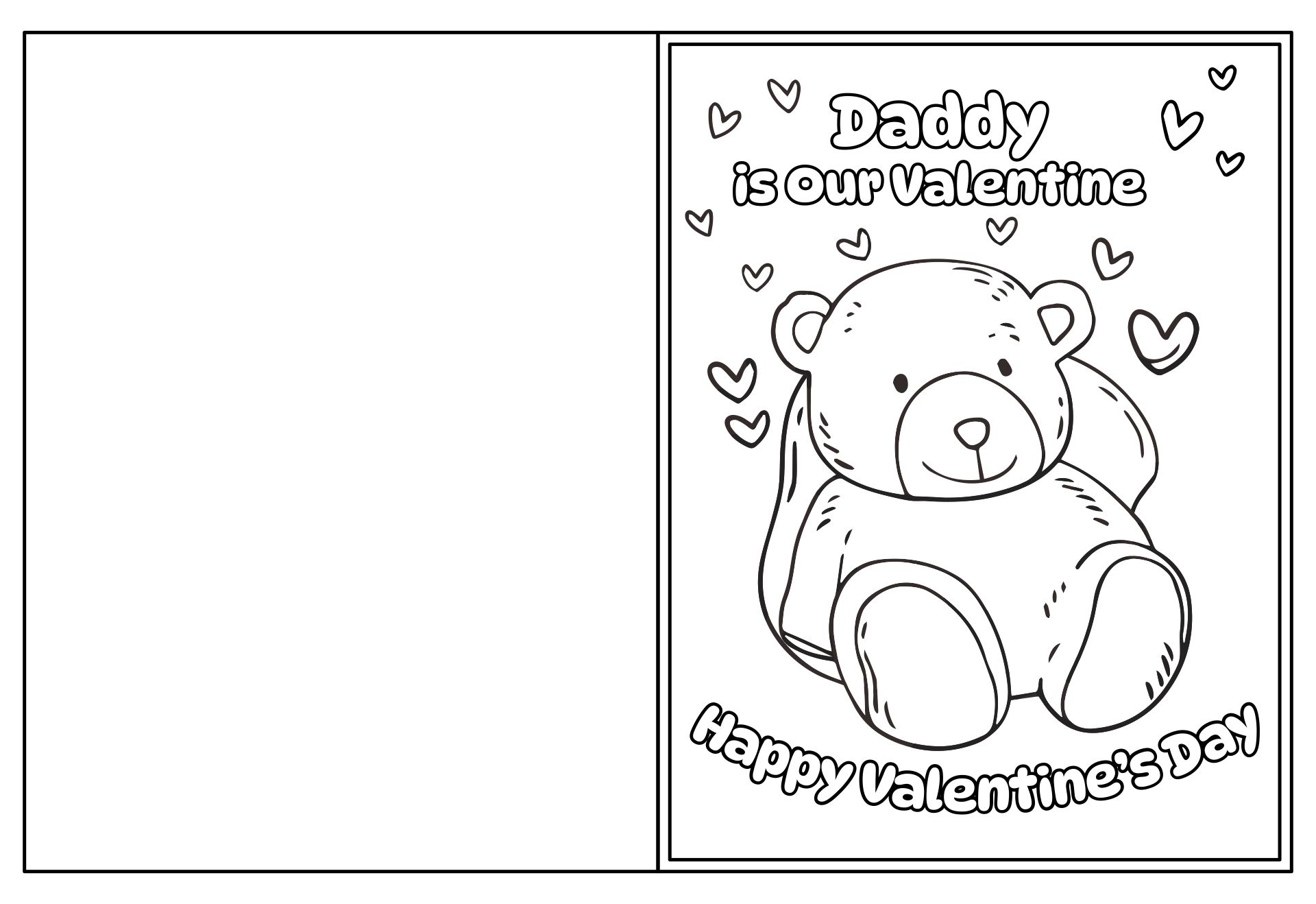 Daddy Is Our Valentine Printable Foldable Kids Card