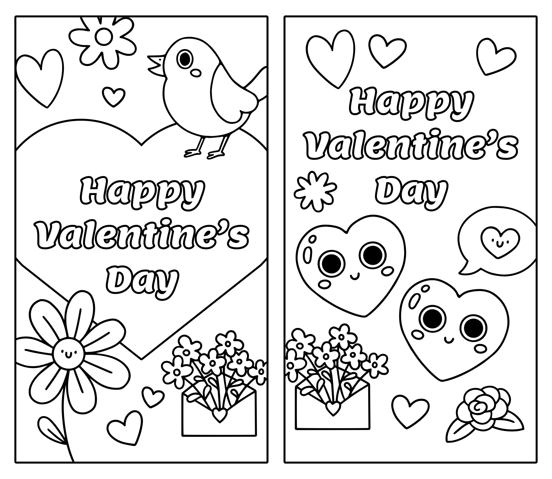 Printable Color-Your-Own Valentine Cards