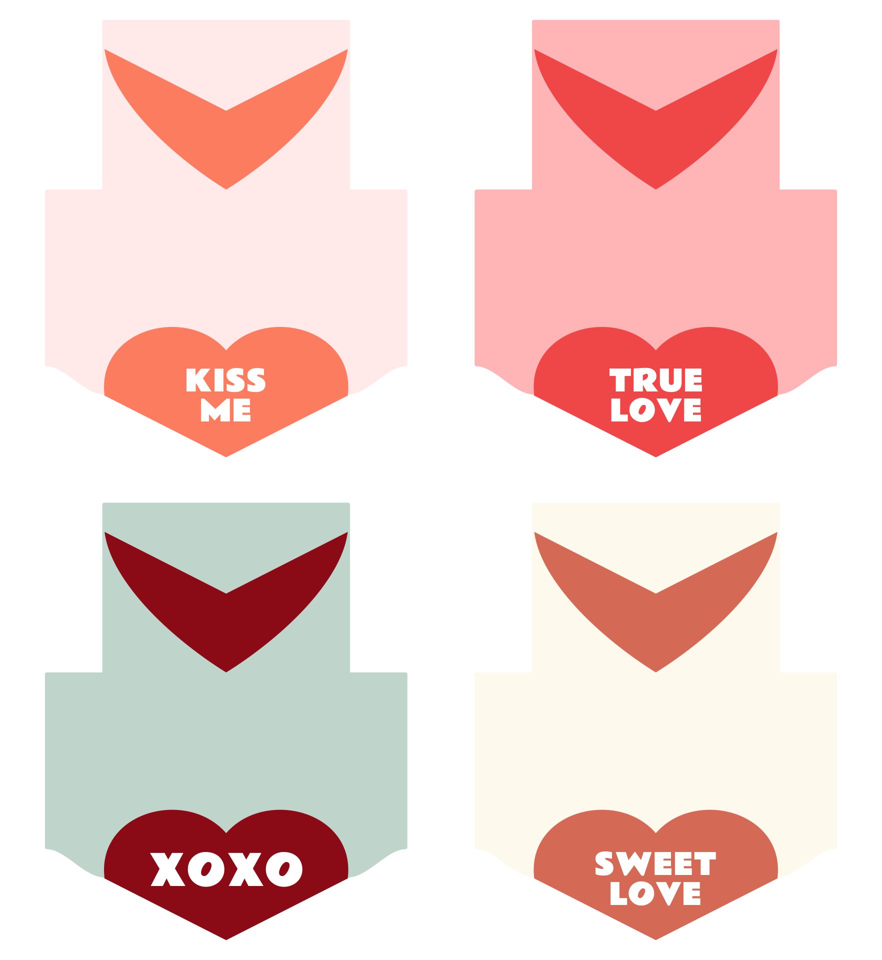 Printable Conversation Heart Envelope For Family