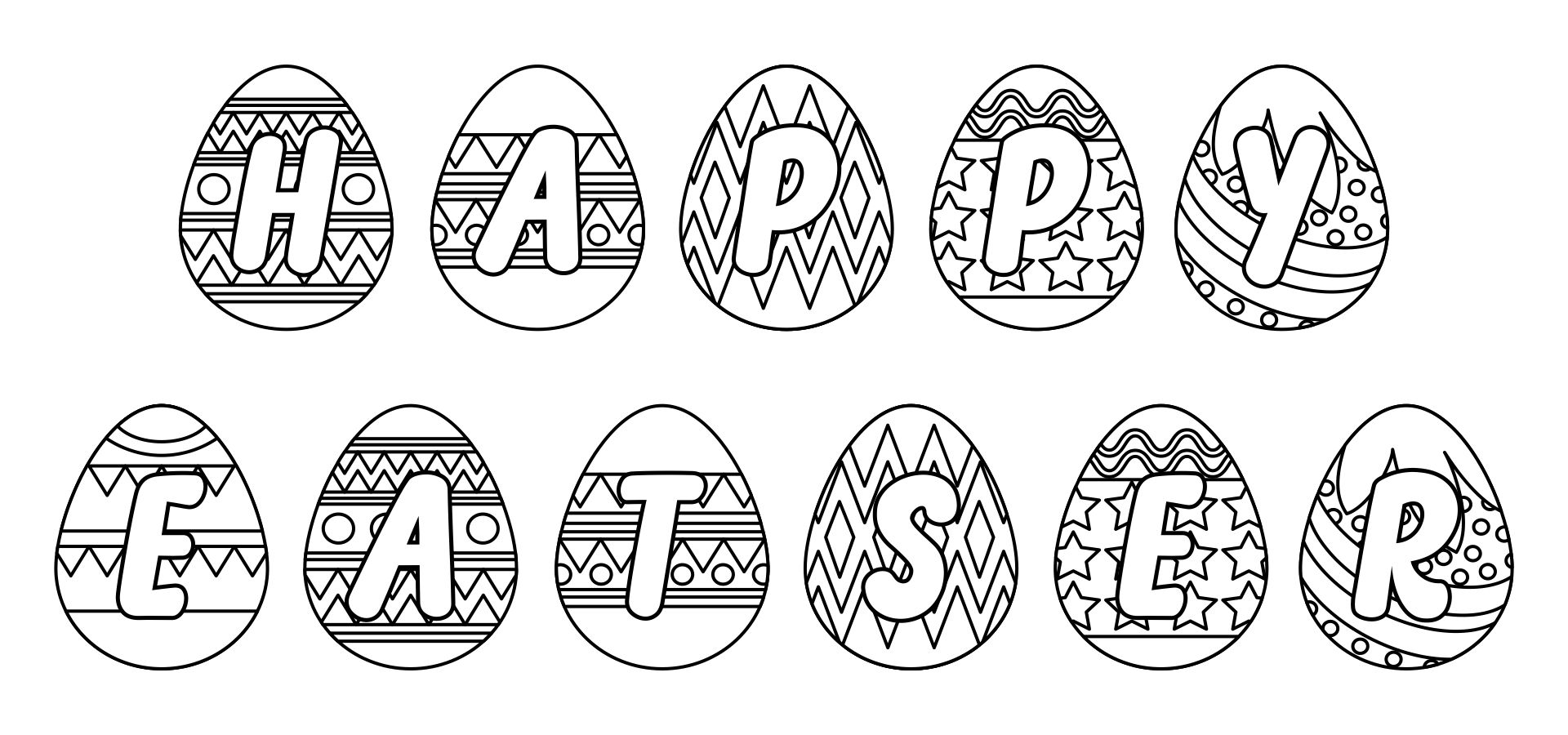 Printable Easter Egg Banner To Color